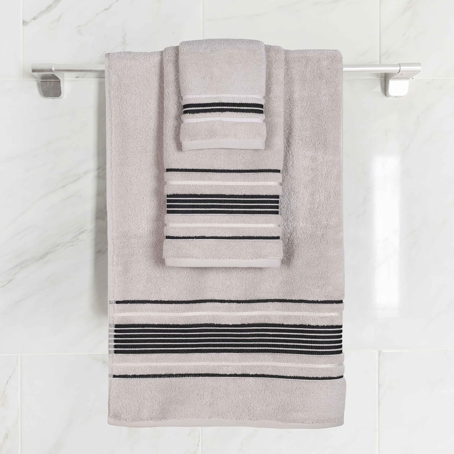 SUPERIOR Cotton 3 Piece Towel Set, Includes 1 Bath, 1 Hand, 1 Washcloth/Face Towel, Quick Dry, Home Essentials, Shower