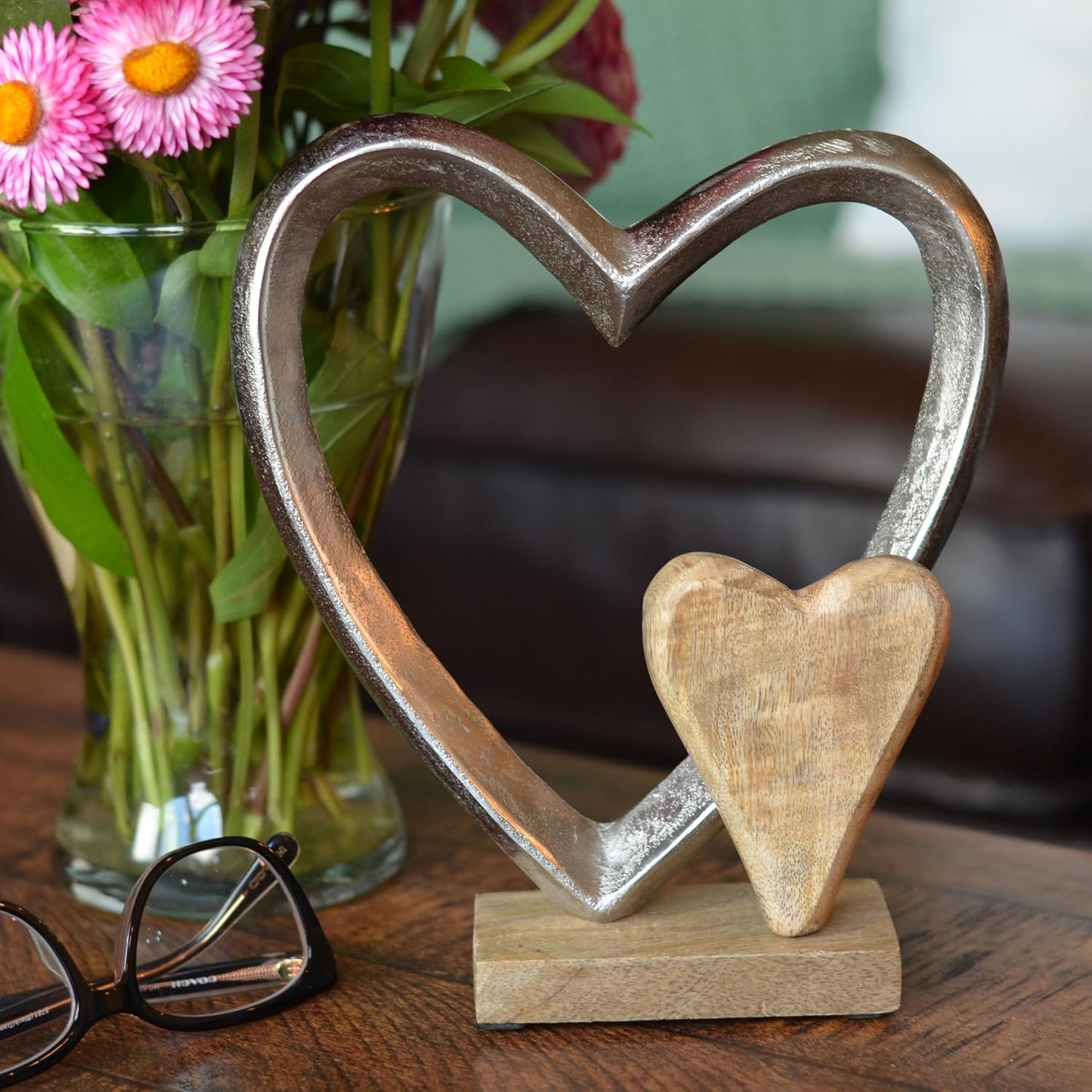 Eternity Double Heart Figurine / Double Eternity Heart, 8.75 Inches / Silver / 8.75 Inch