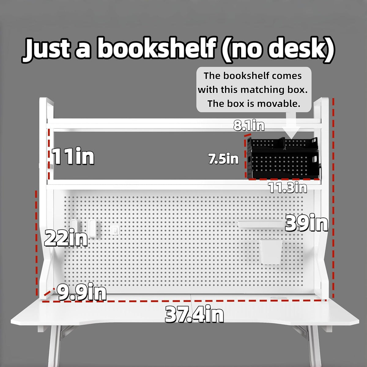 Desktop Bookshelf, Multi-Size pegboard Storage Organizer Rack, Dorm Desk Shelf, Desk Hutch, Desk top Storage Rack