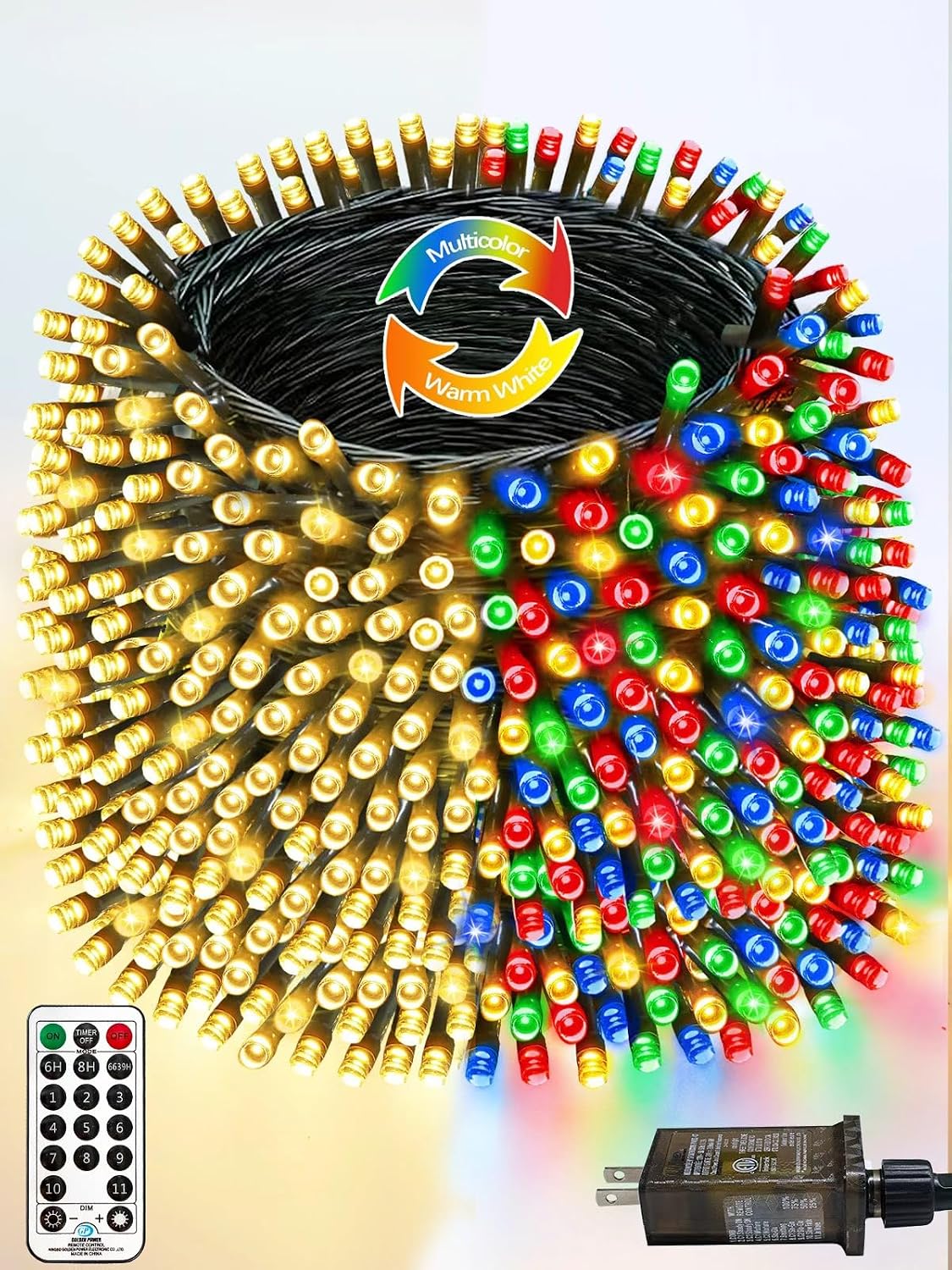 1000LED 330 FT Color Changing Christmas Lights with Remote Timer & 11 Modes