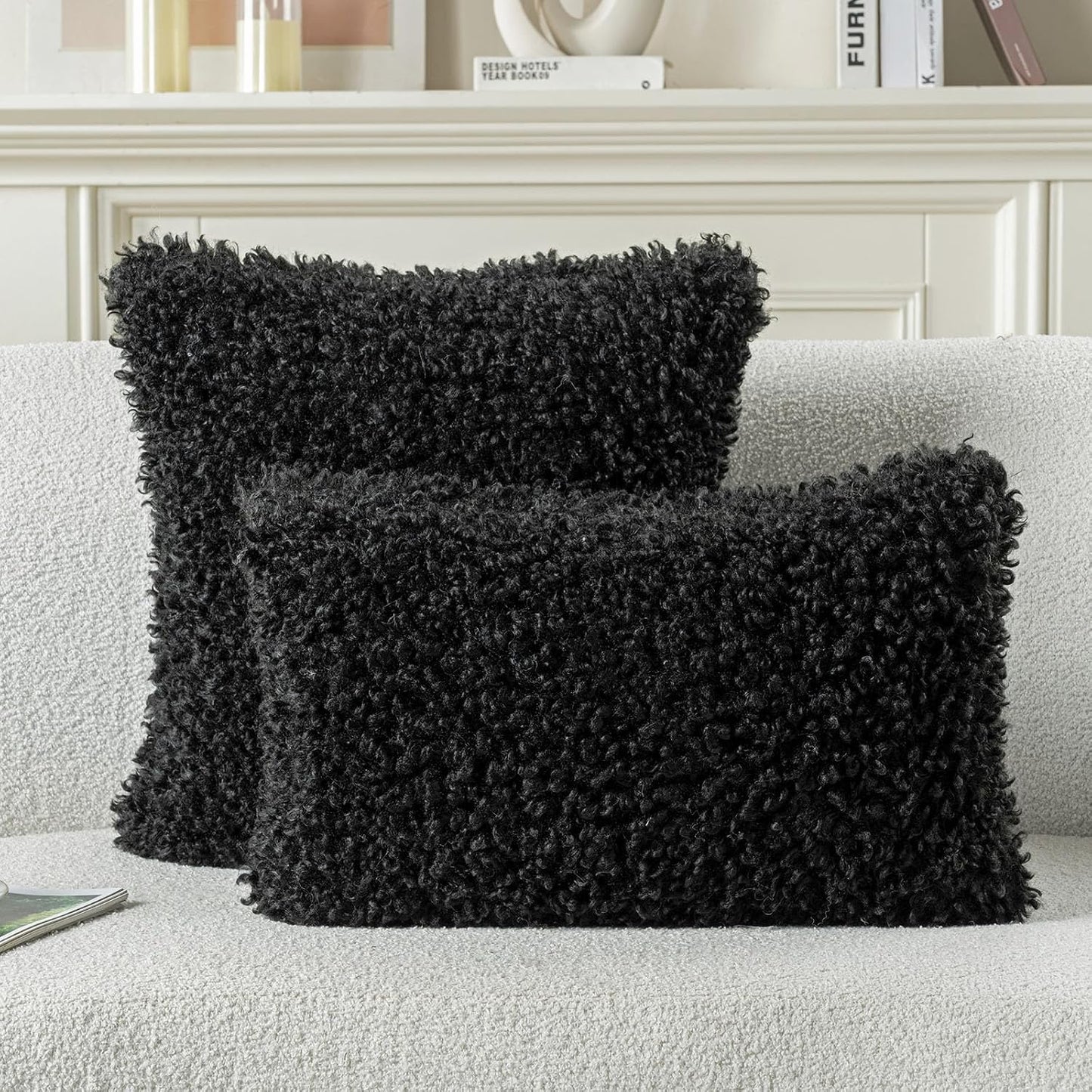 Decorative Throw Pillow Covers / Black / 18 x 18 / Set of 2