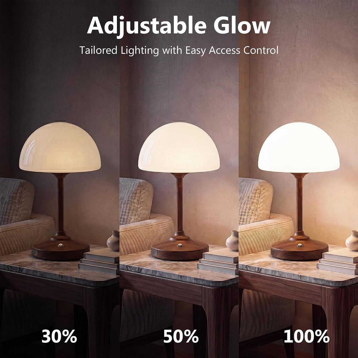 Table Lamp Cordless Lamp,5000mAh Rechargeble Battery Operated Lamp | 11.02" Small Bedside Desk Lamps for Living Room