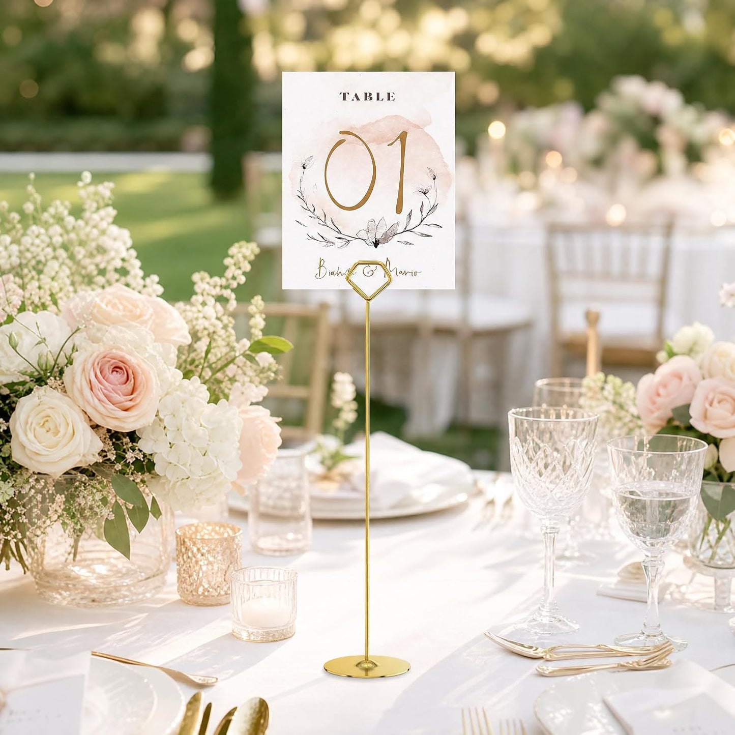 Urban Deco 16PK Table Number Holders 12 Inches Place Card Holder Metal Table Card Holders Picture Holders For Tables
