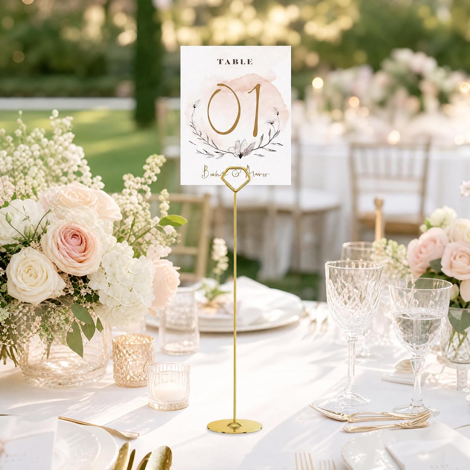 Urban Deco 16PK Table Number Holders 12 Inches Place Card Holder Metal Table Card Holders Picture Holders For Tables