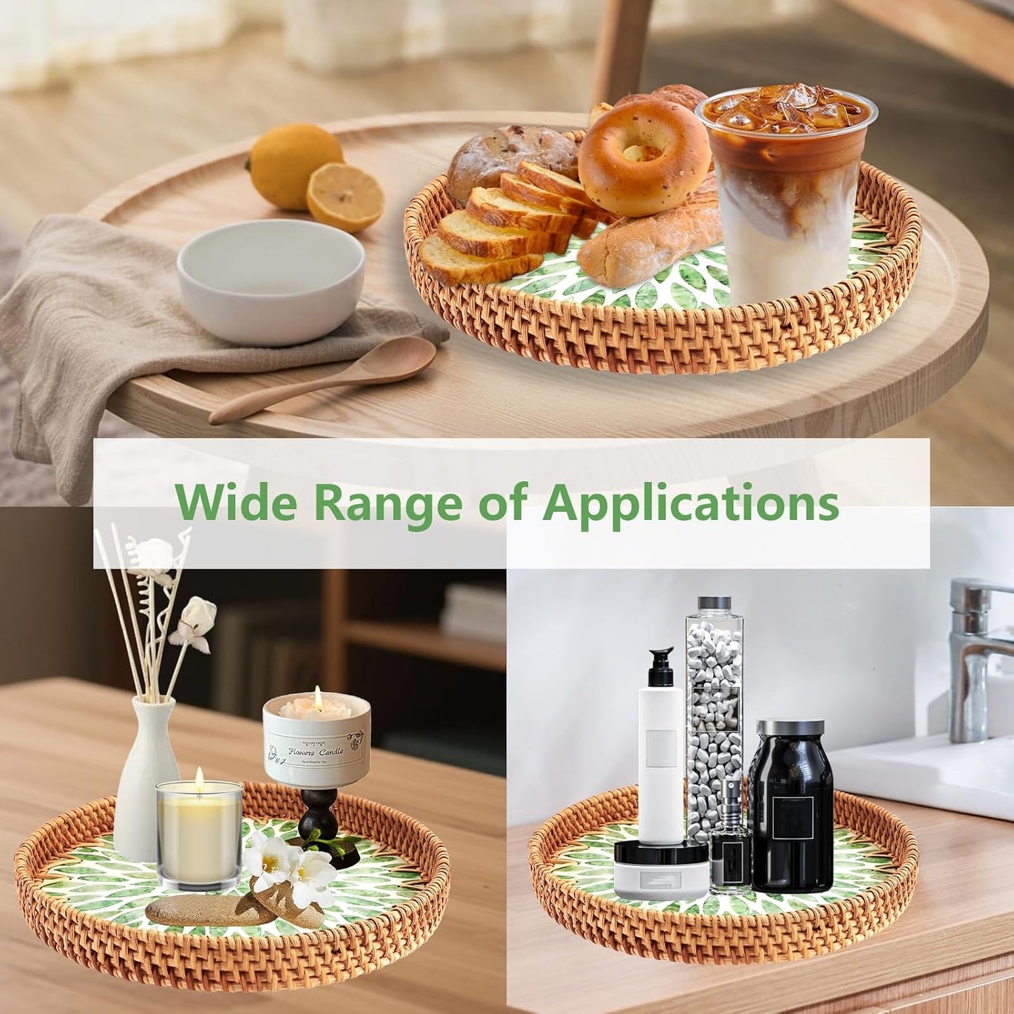 Round Rattan Tray / Set of 2