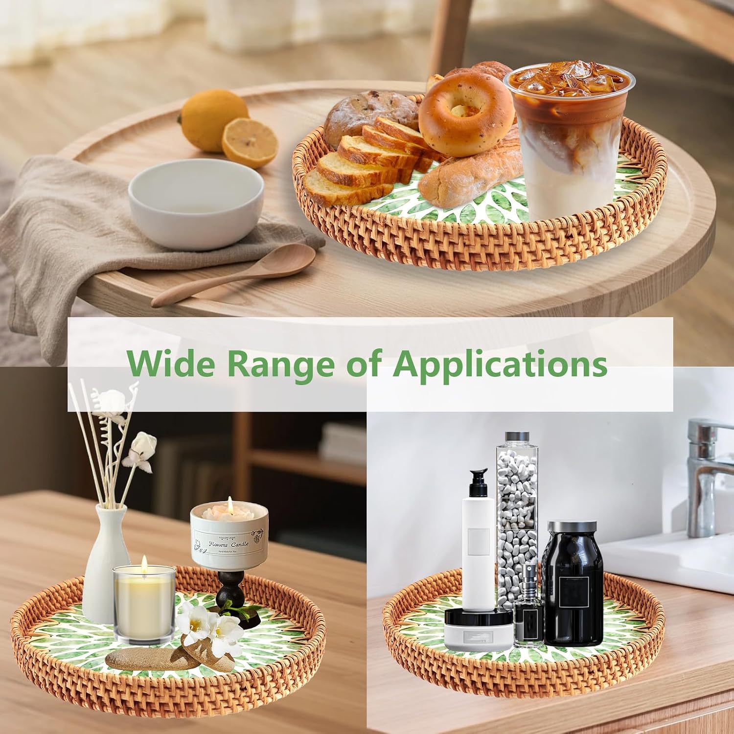 Round Rattan Tray / Set of 2
