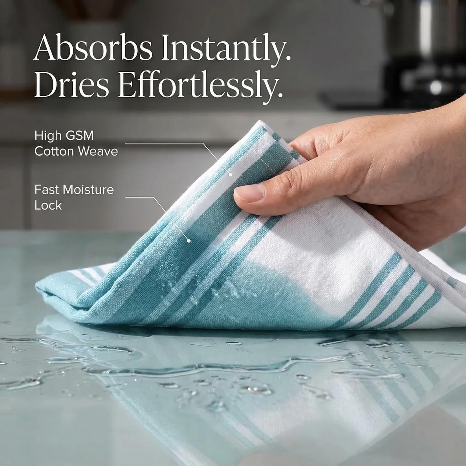 Urban Villa Kitchen Towels Cotton Dish Towels 20”x30” (Set of 6) Aqua