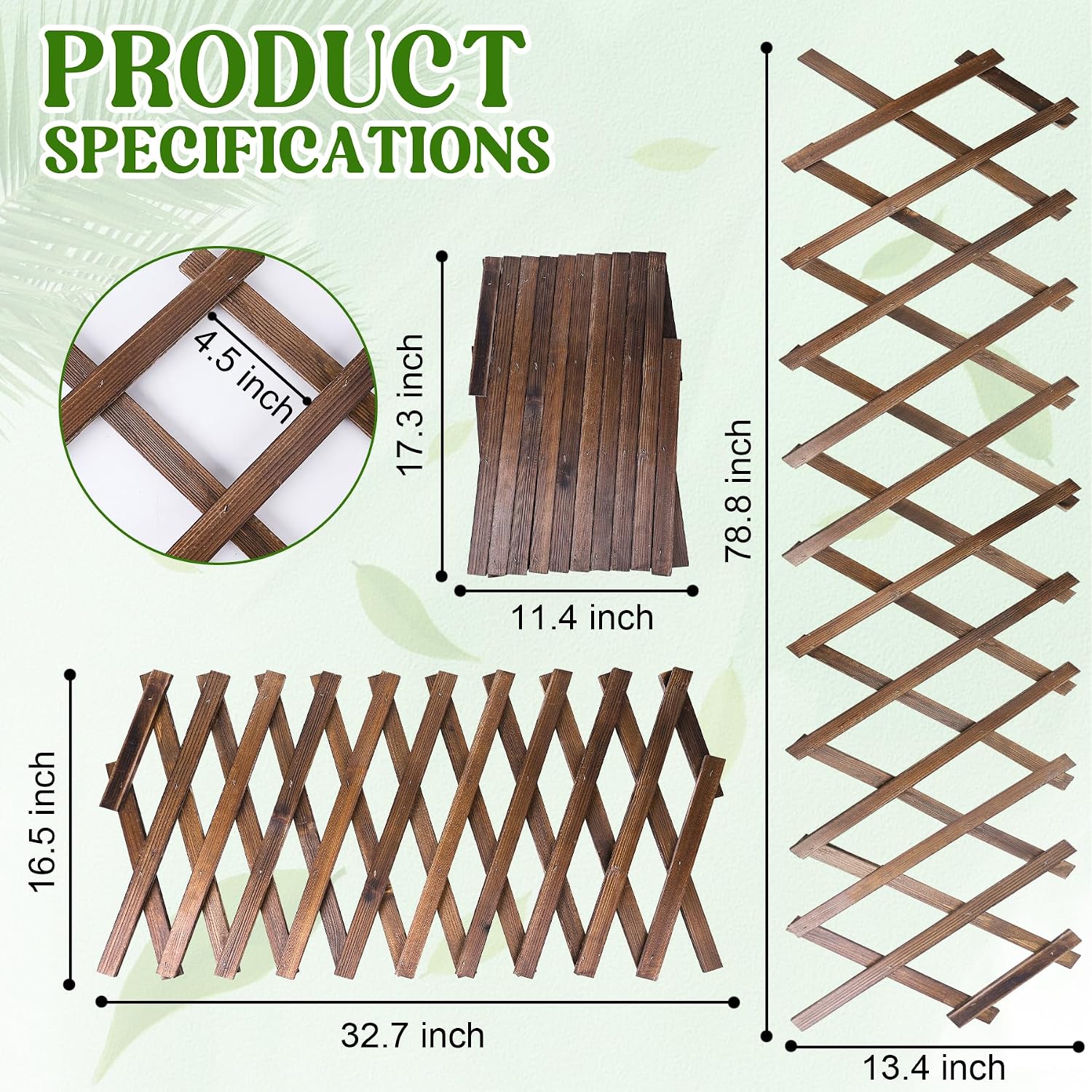 Wood Lattice Fence Panels for Outside 13.4"x78.8" Expandable Natural Wooden Wall Trellis Board Decorative Lattice