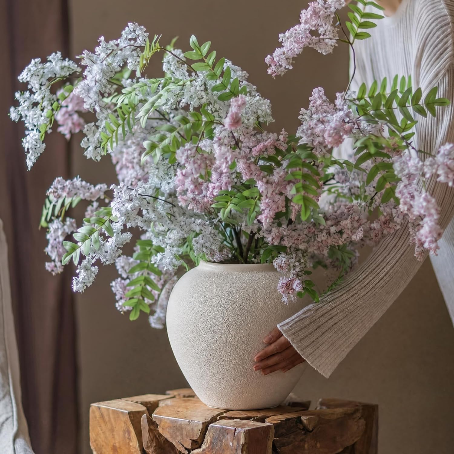 7.9" Distressed Rustic Vase Modern Farmhouse / Cream White-7.8