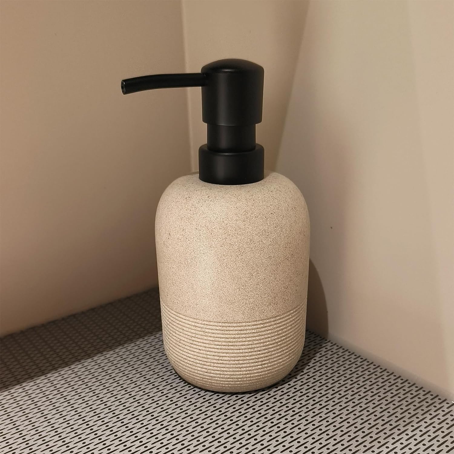 2pcs/Set Beige Hand Soap Dispenser Sets,Resin Liquid Soap Dispenser for Bathroom Countertop,Bathroom Lotion