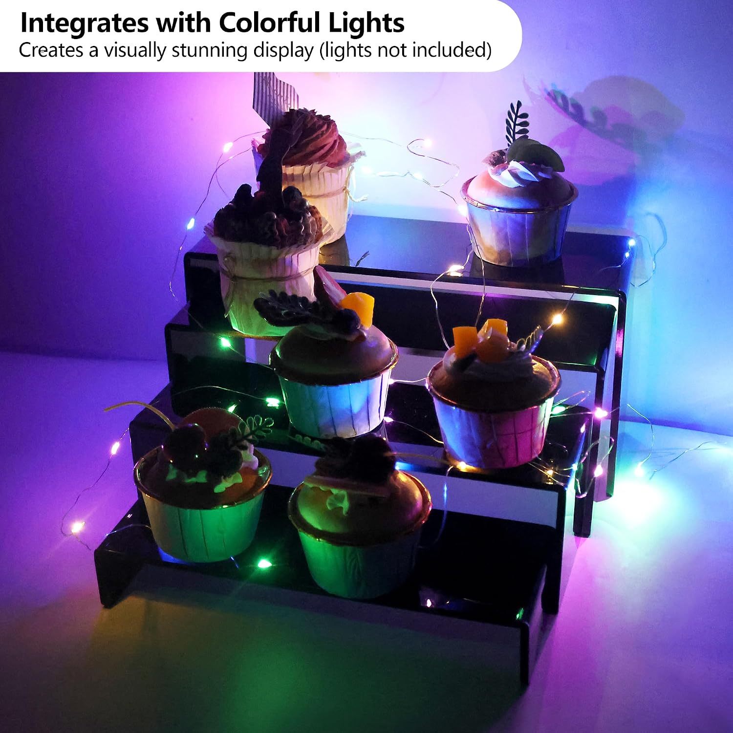 4-Level Tiered Display Stands for Cupcakes / Black / Set of 4
