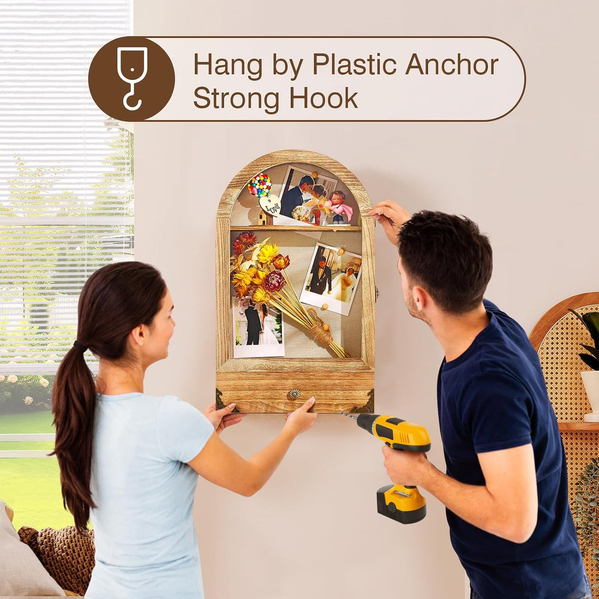 DGWJSU Shadow Box Frame 10x16 Large Shadow Boxes Display Cases with Linen Back and Removable Shelves and Drawers