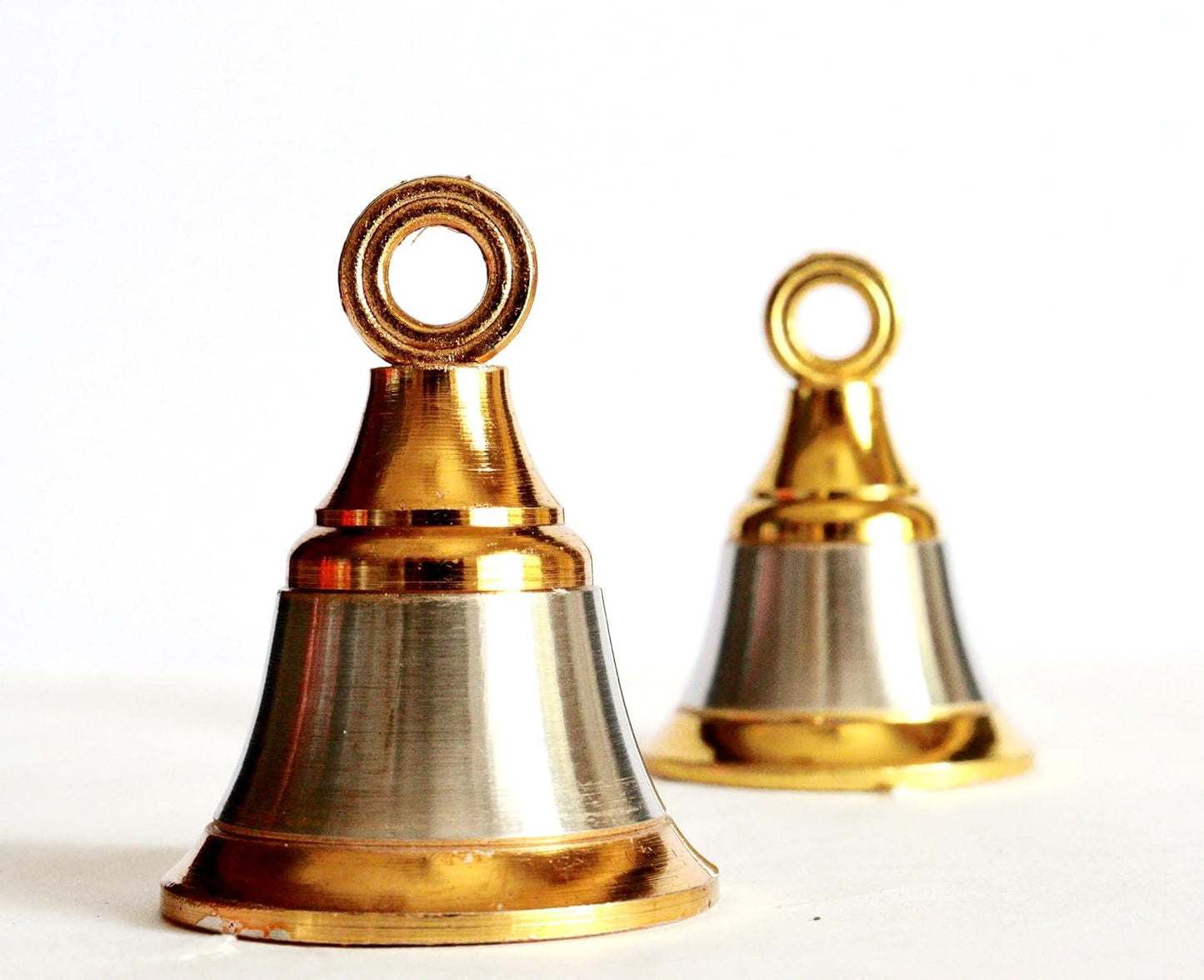Solid Brass Pooja Bells with J Hook Home Decor Christmas Bell Wall Hanging Jingle Bells Ornaments New (24, Golden &