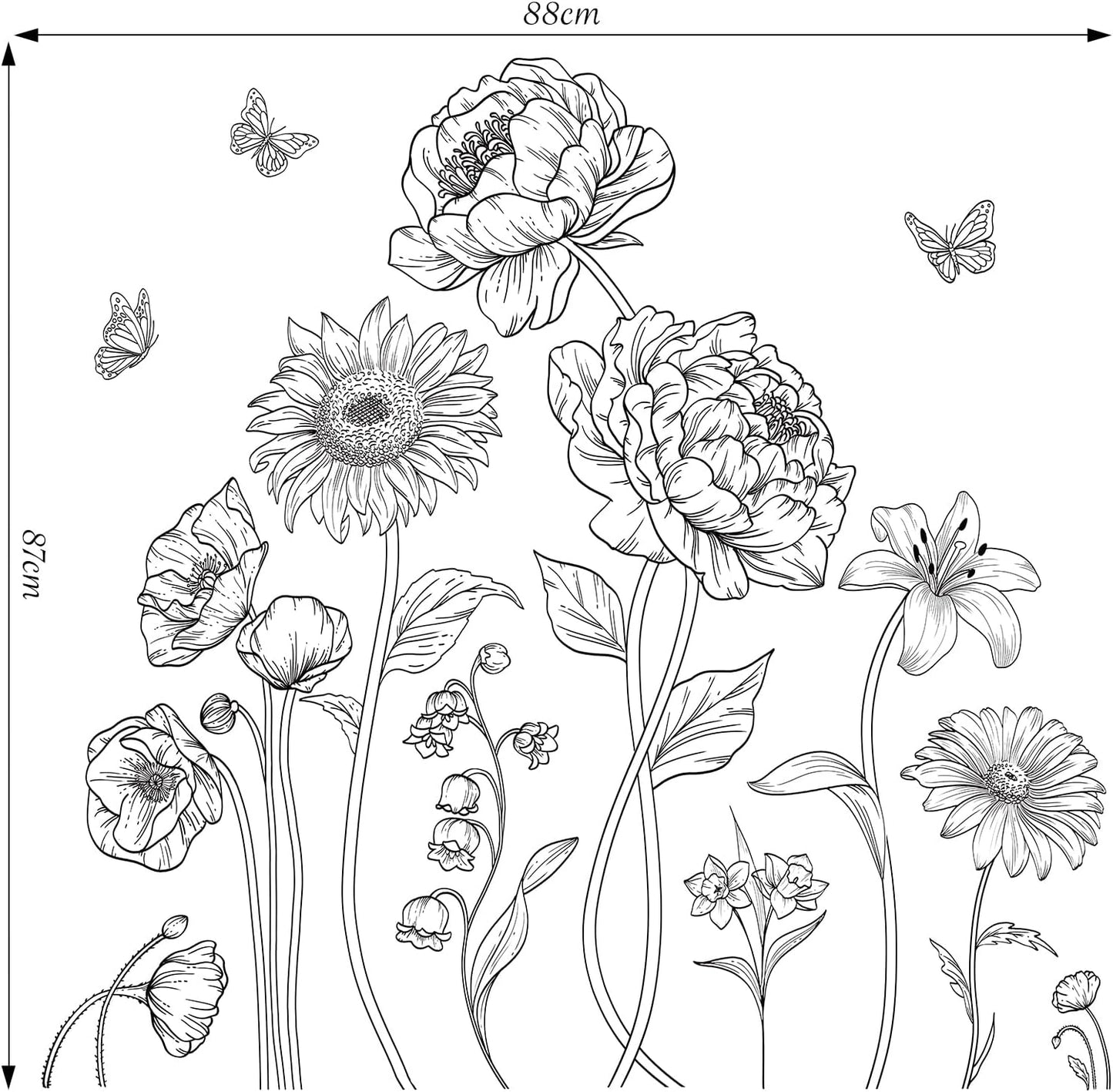 Vinyl Simple Garden Flower Wall Sticker / Black Boho Flower