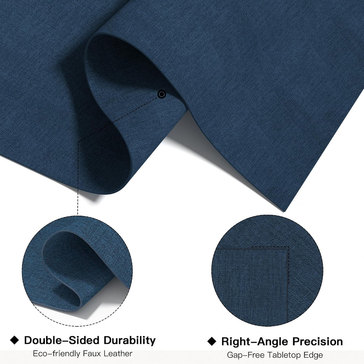 DOLOPL Placemats Set of 8, Reversible Faux Leather Place Mats, Navy Blue | Wipeable, Machine Washable, Heat Resistant