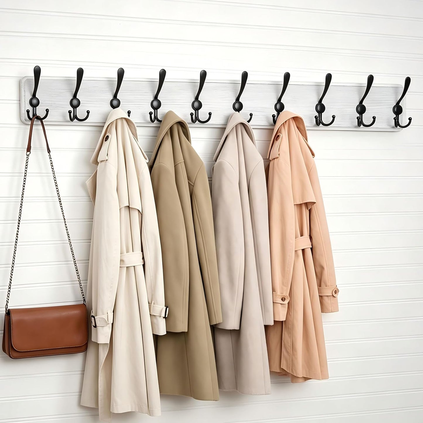 WEBI Coat Rack Wall Mount,38 9/16" Long,10 Hooks,Large Coat Hooks Wall Mounted,Coat Hanger Wall,Farmhouse Wood Hook