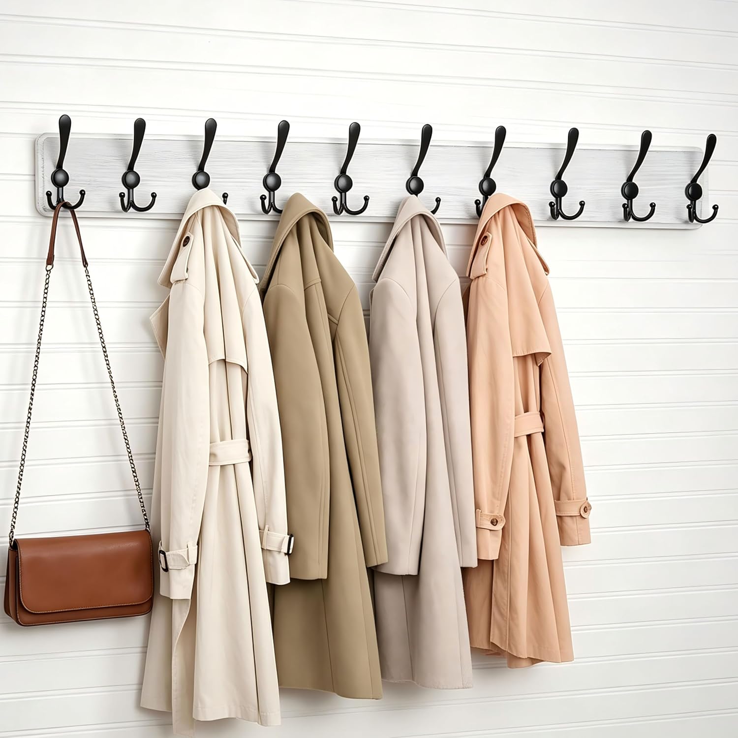 WEBI Coat Rack Wall Mount,38 9/16" Long,10 Hooks,Large Coat Hooks Wall Mounted,Coat Hanger Wall,Farmhouse Wood Hook