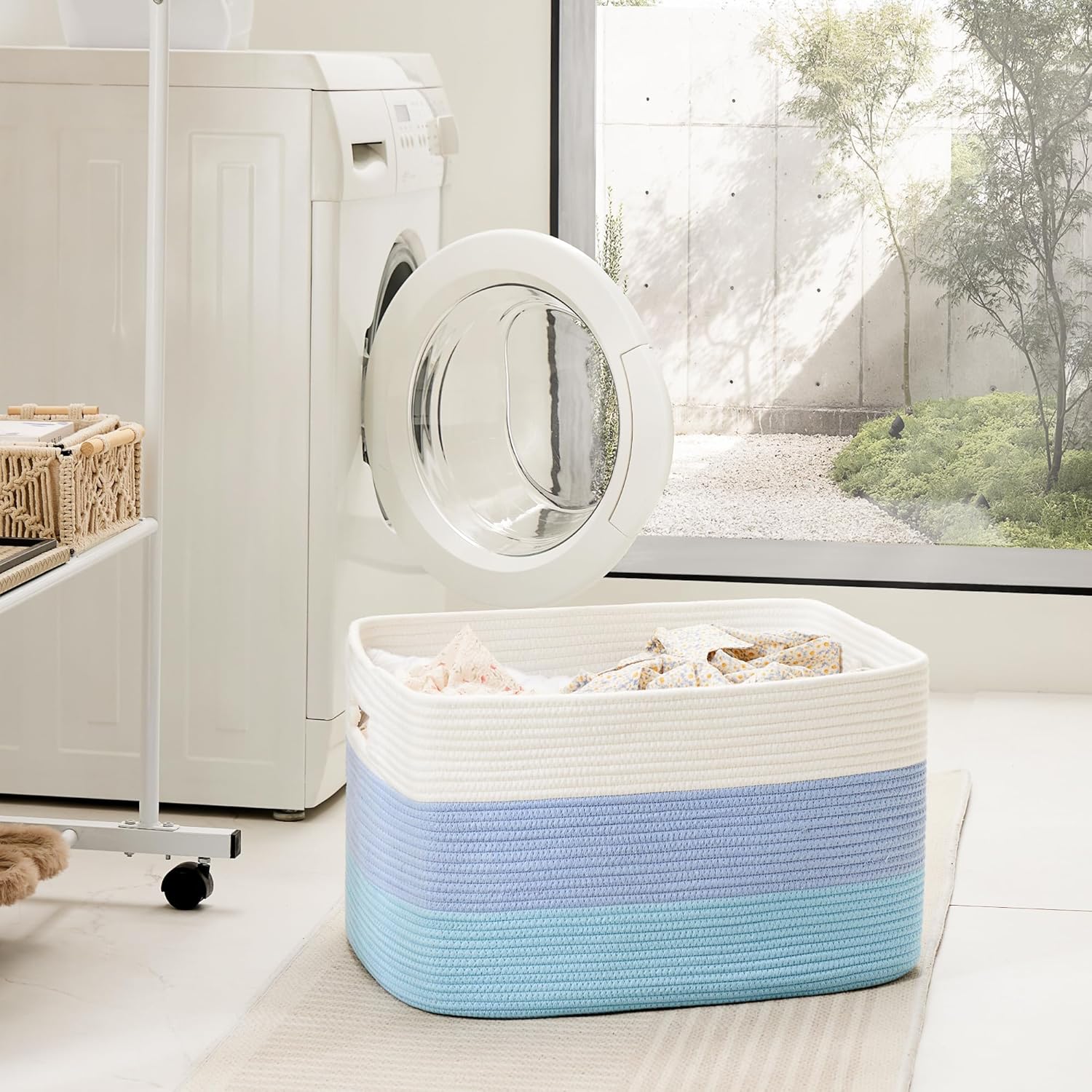 Rectangle Woven Baskets for Storage / Blue / 30L