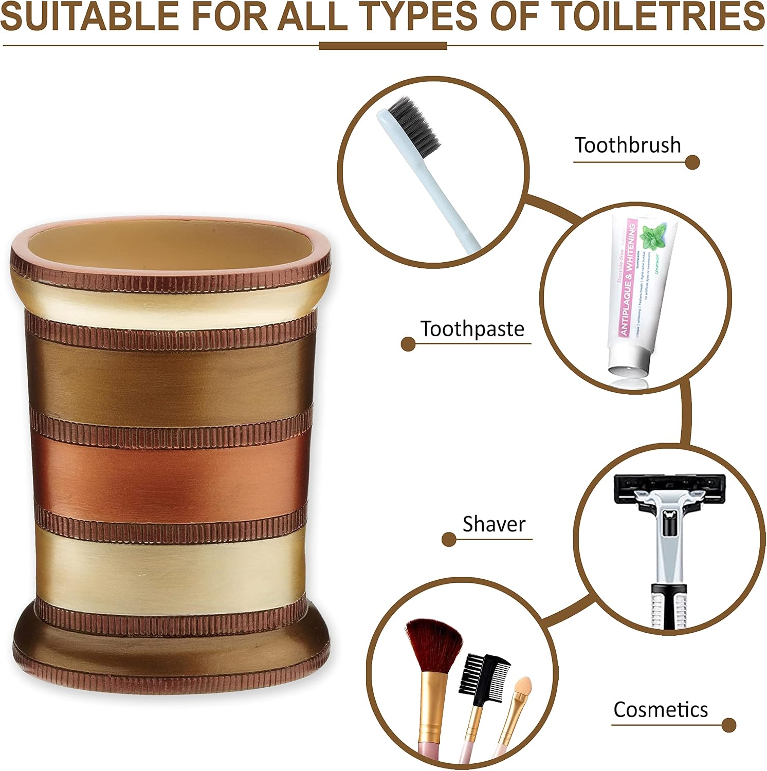 Zahari Home 4pc Contempo Stylish Bathroom Accessories Set Shower Soap Dispenser, Tumbler, Tooth Brush Holder and Soap