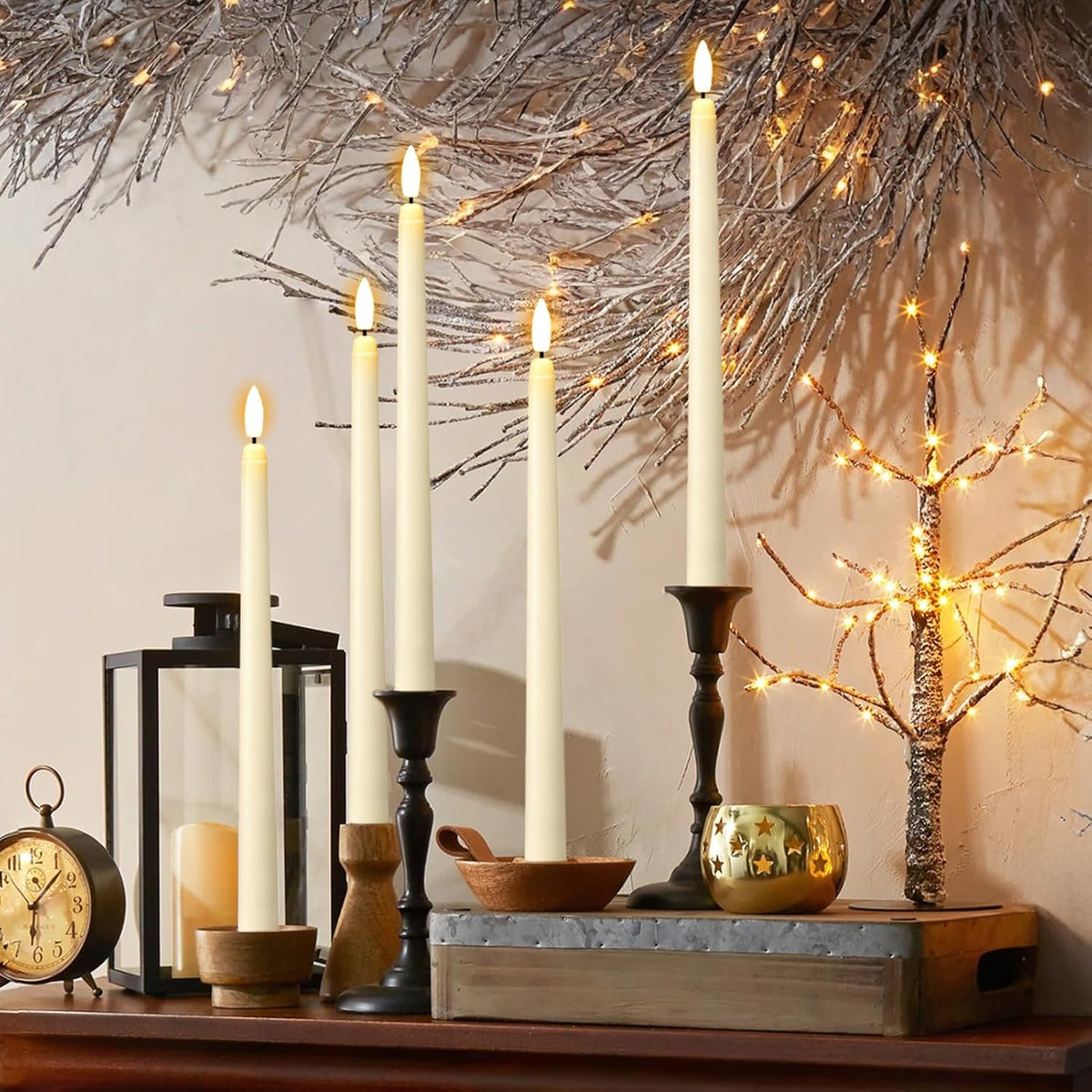 GenSwin 26 Pcs Flameless Taper Candles Battery Operated LED Candlesticks | Ivory, Tall Candle,Home Party Wedding