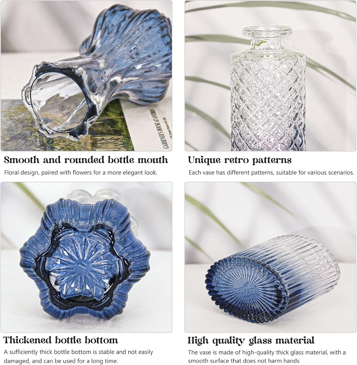 Glass Bud Vase Set / Ombre Blue / Set of 4