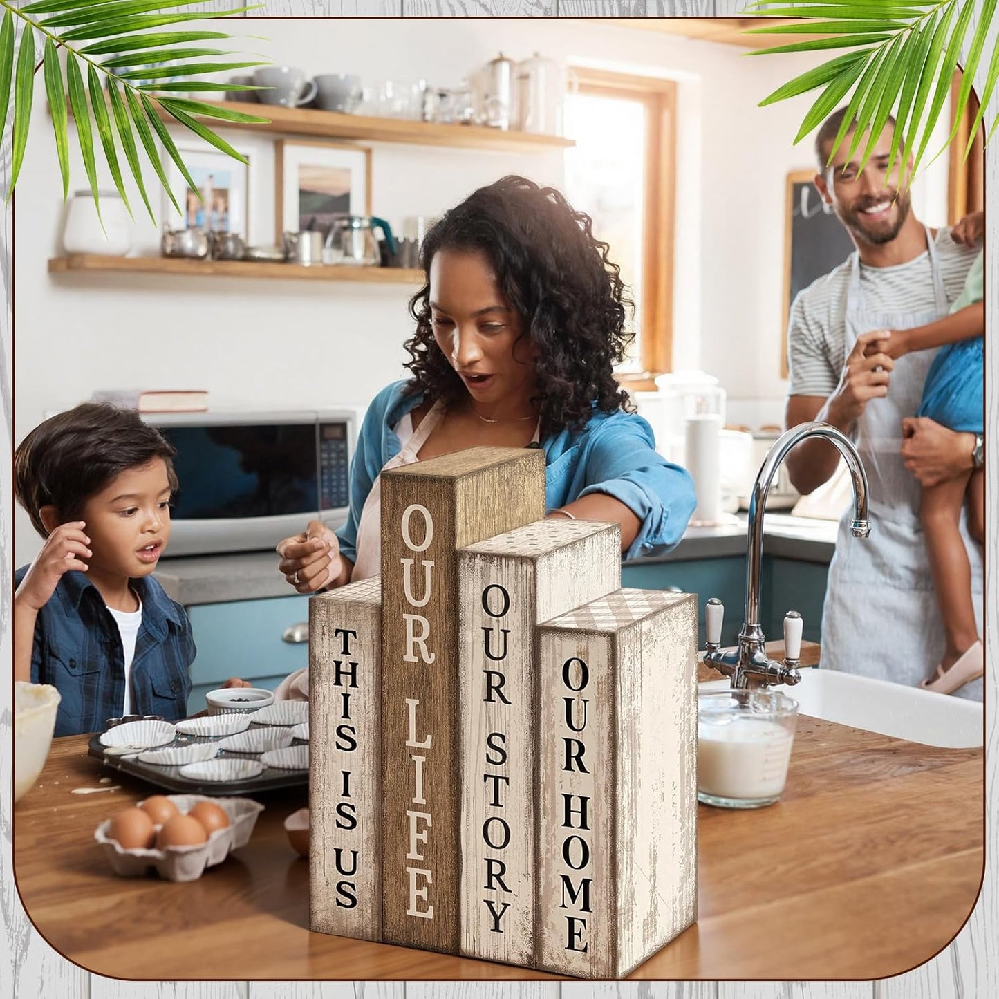 Farmhouse Table Decor Wooden Rustic Our Home Our Story Life Table Centerpiece / Book / Set of 4