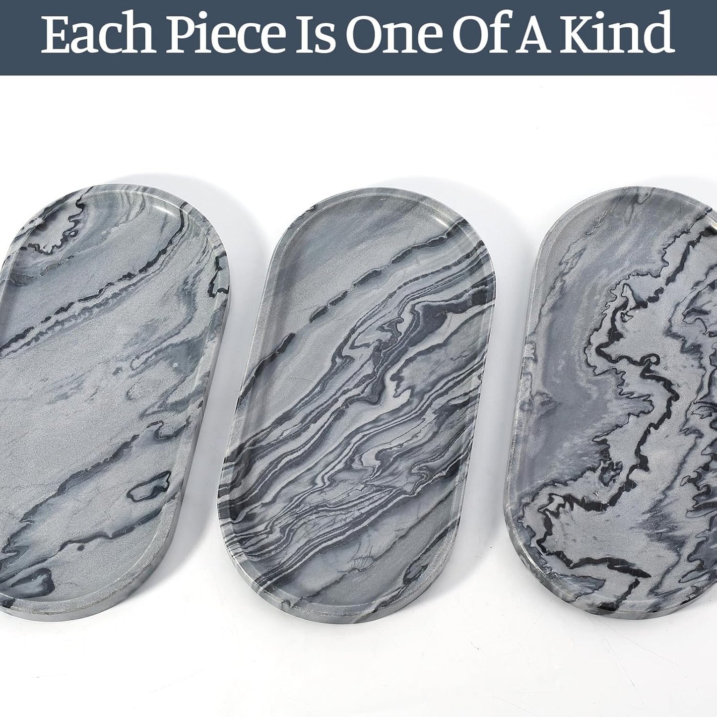 Candles / Natural Marble Tray / Elephant Grey / 12 x 6 x 0.8