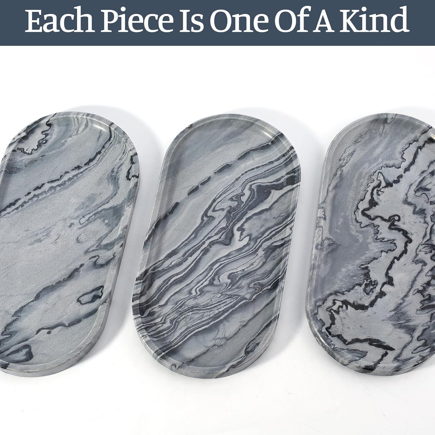 Candles / Natural Marble Tray / Elephant Grey / 12 x 6 x 0.8