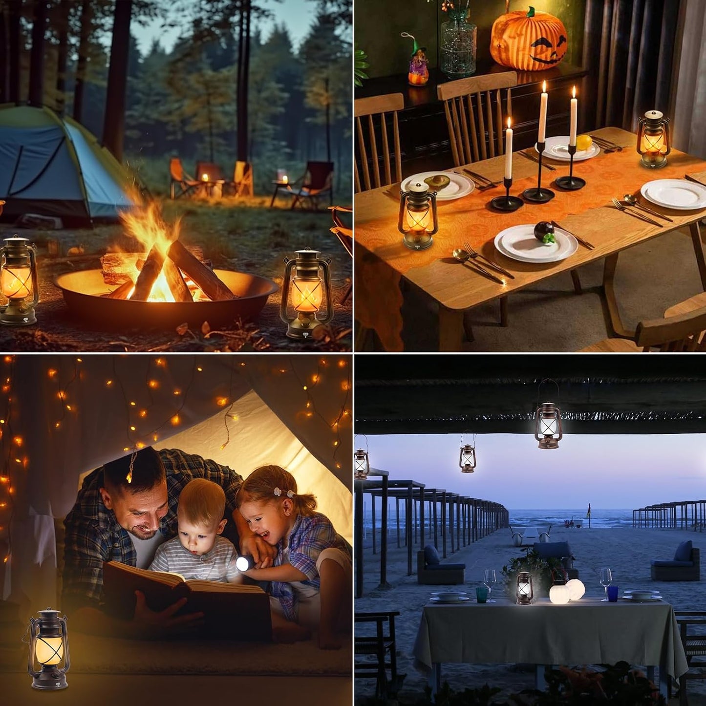 2 Pack Bronze Vintage 4 Modes Rechargeable Lanterns with Remote Control | Waterproof Hanging LED Lights with Flickering