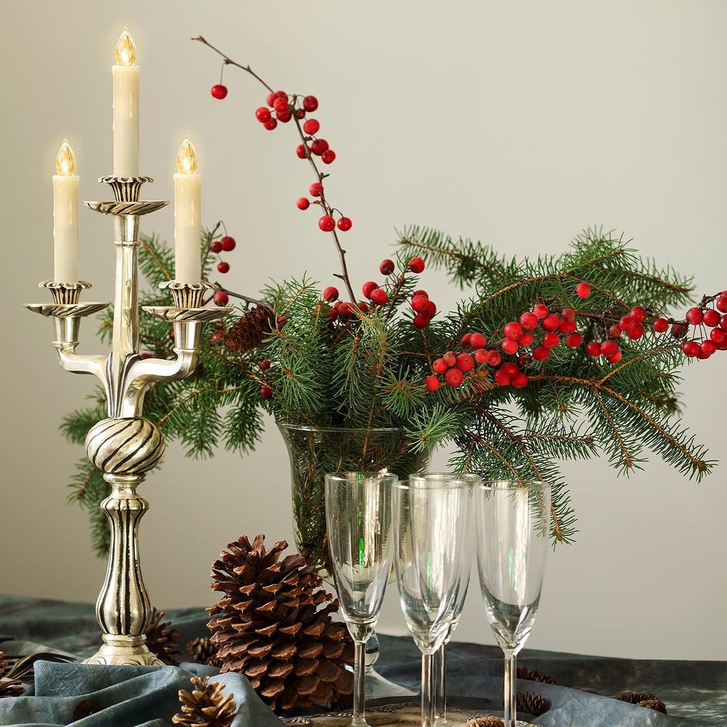 Daord Flickering Flameless Window Candle LED Christmas Tree Candle Lights Warm White Battery Operated Electric Taper