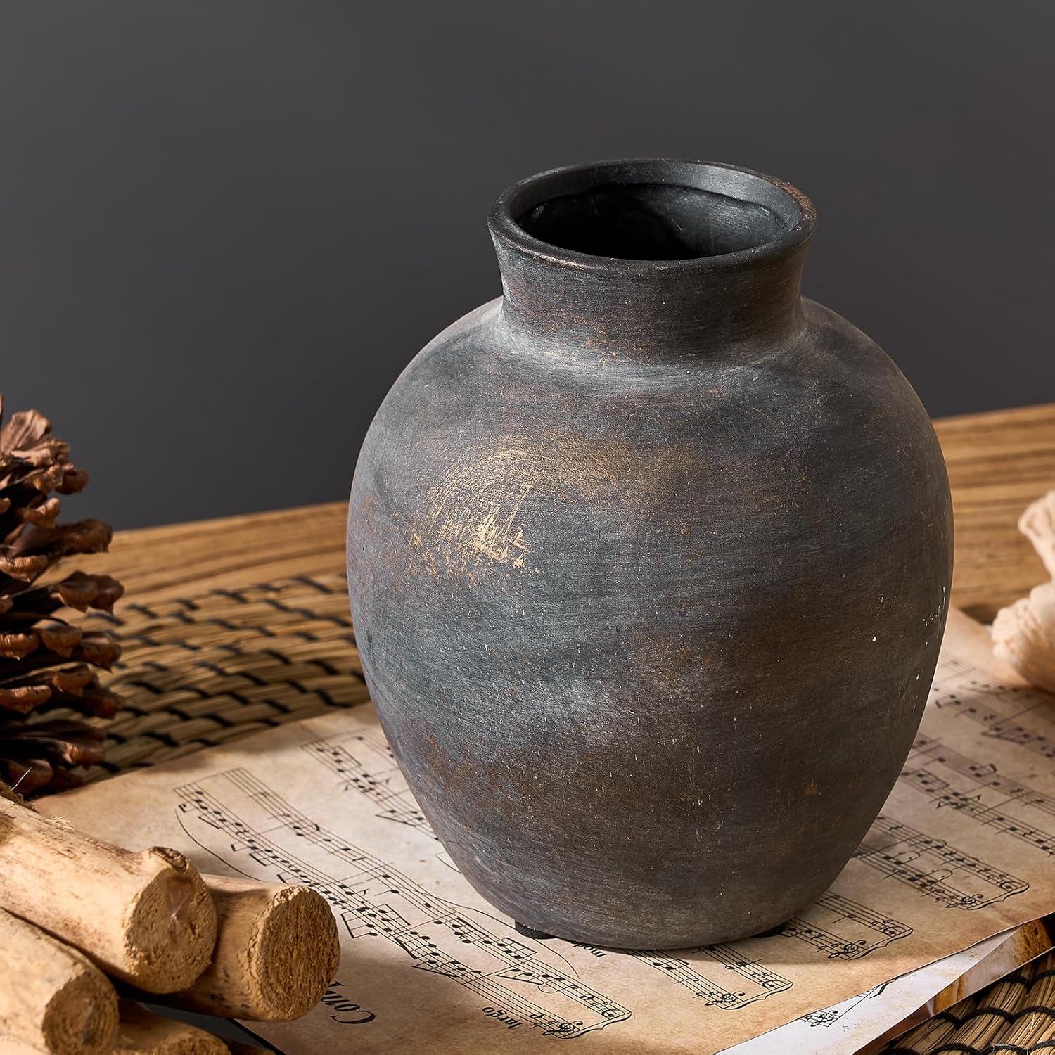 Ceramic Decorative Flower Vase / 443-bronze / 6 Inch