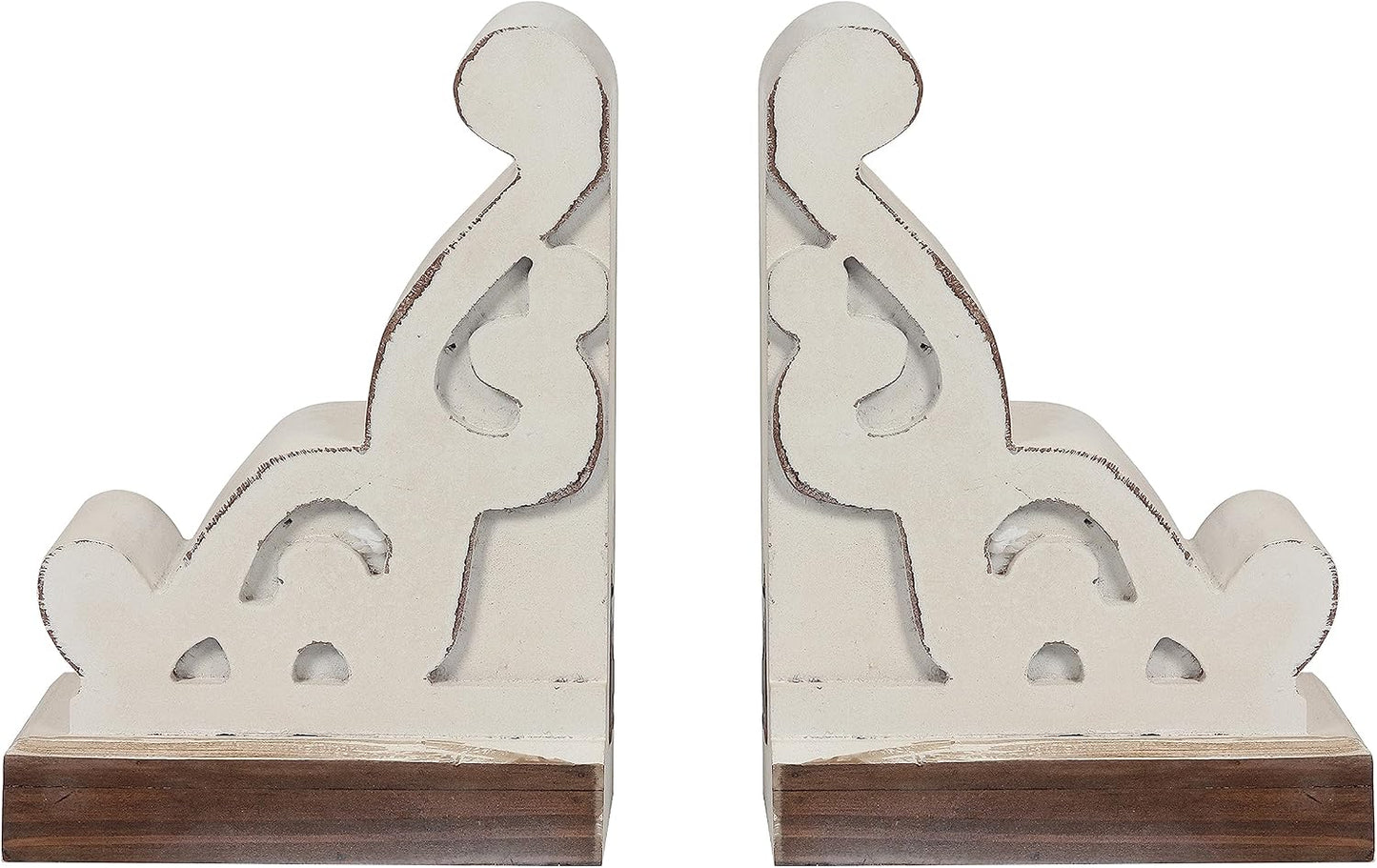 Wood Bookends Decorative / White