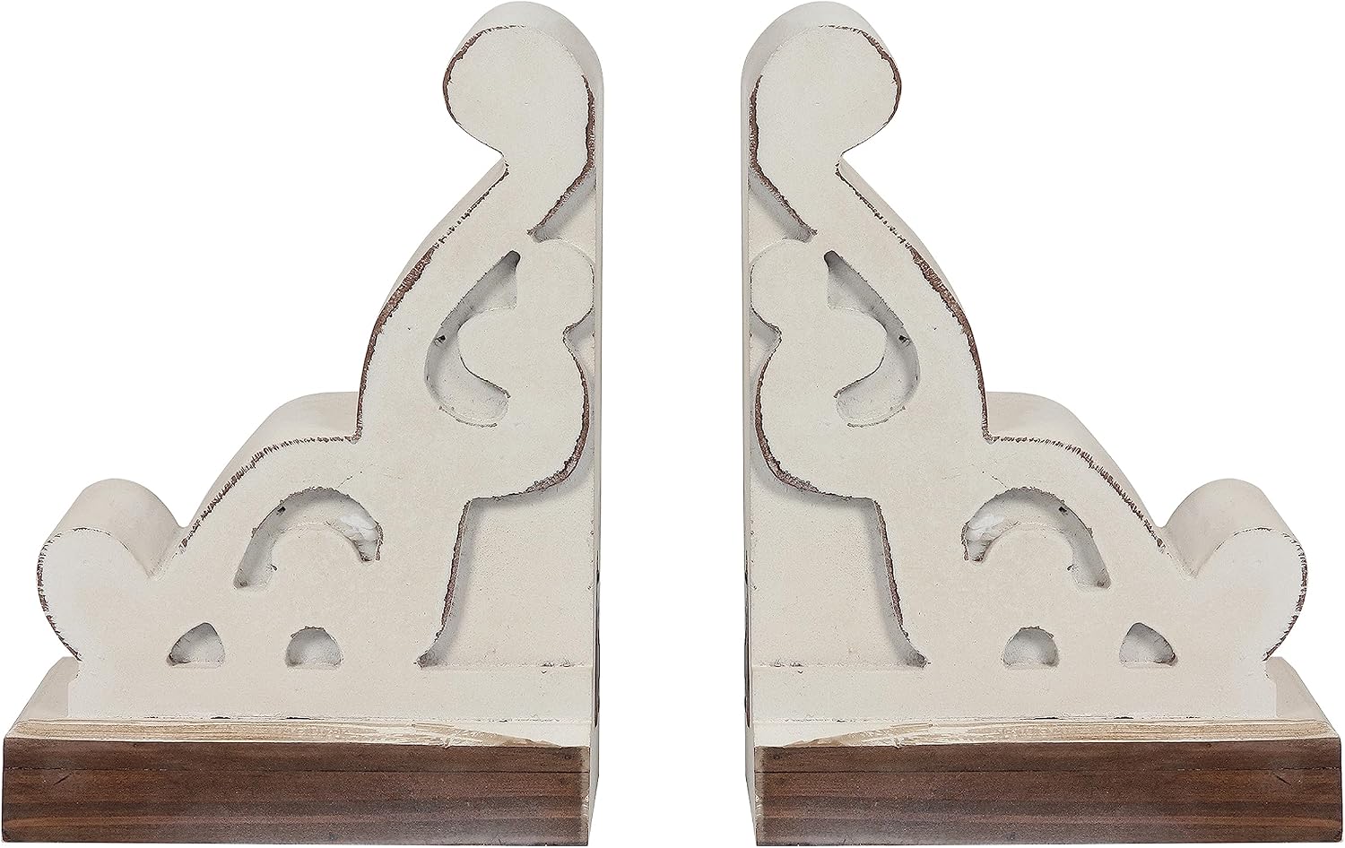 Wood Bookends Decorative / White