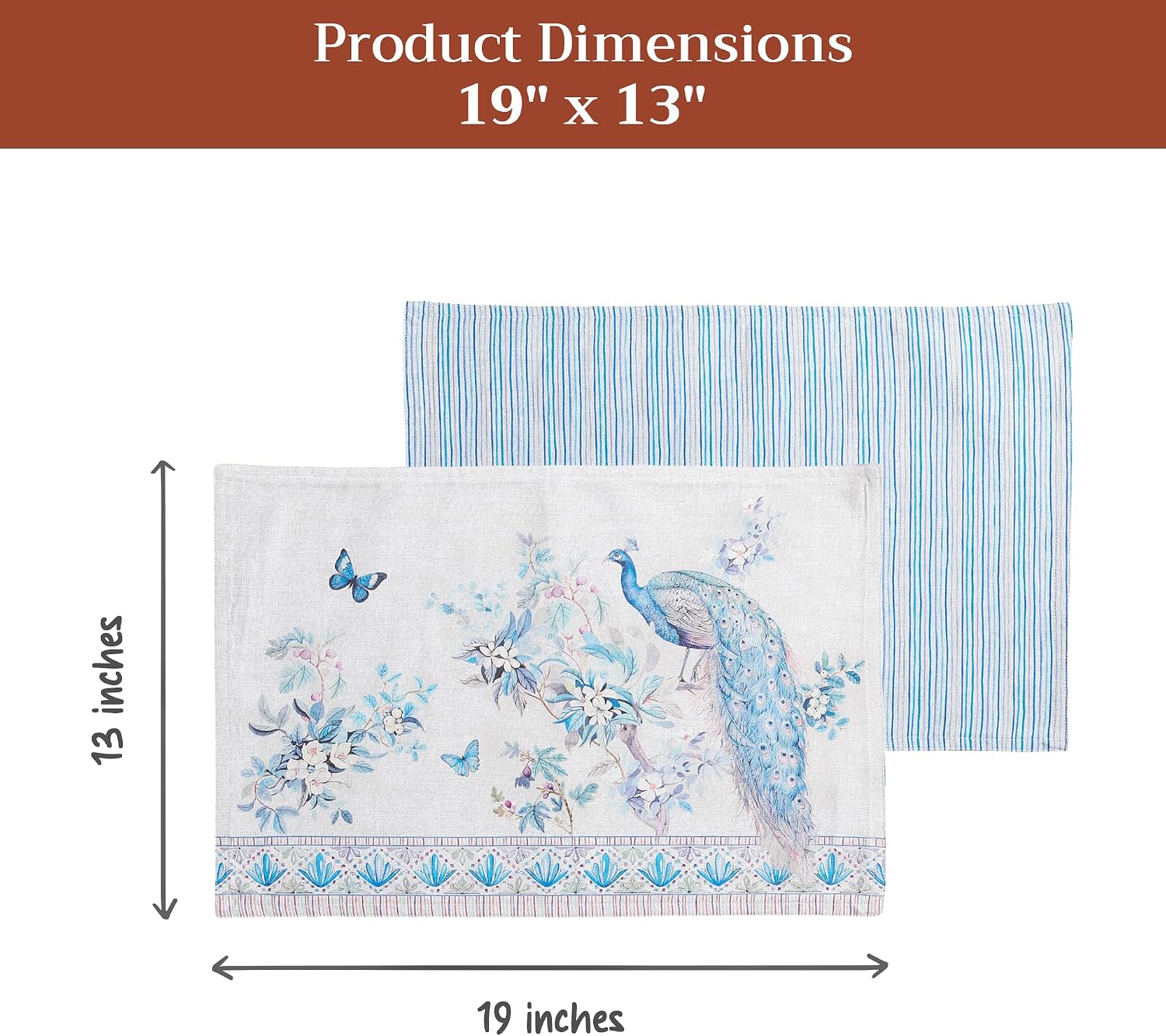 Maison d' Hermine Placemats Set of 4 Reusable 100% Combed Cotton (13"x19") | Cloth Place Mats Washable Table Mats for