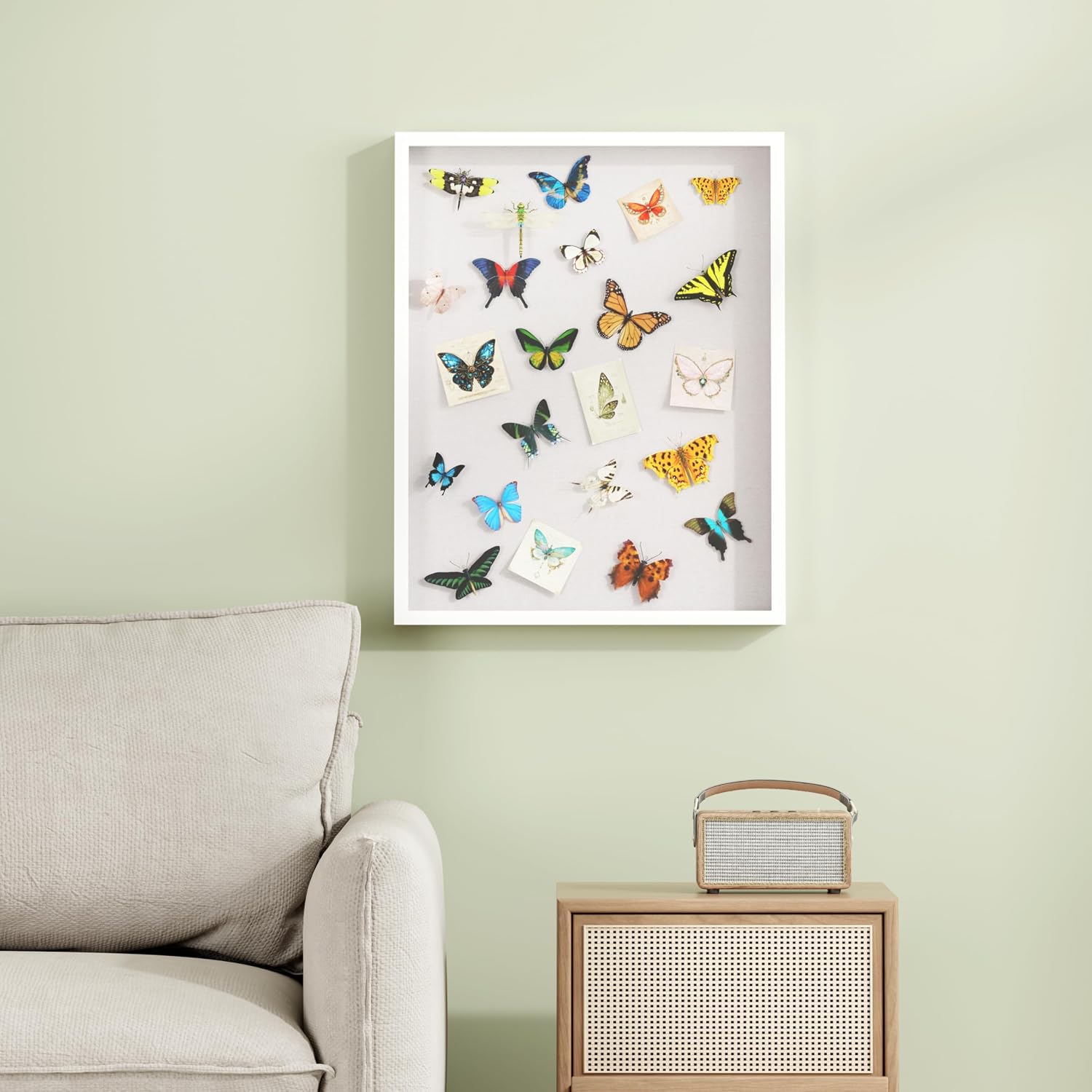 Muzilife 16x20 Large Shadow Box Wood Picture Frame, Tempered Glass, White | FSC-Certified MDF | Soft Acid-free Linen