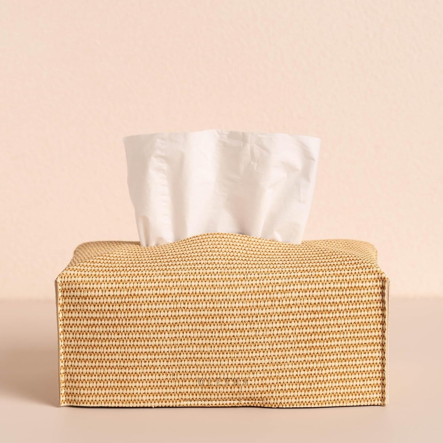 Aesthetic Rectangle Tissue Box Cover / Standard / Rattan Textured