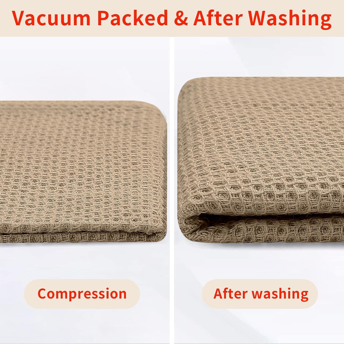 Homaxy 100% Cotton Oversized Waffle Weave Kitchen Towels 4-Pack, Tan | 20 x 28 Inches, Ultra Soft Absorbent Dish