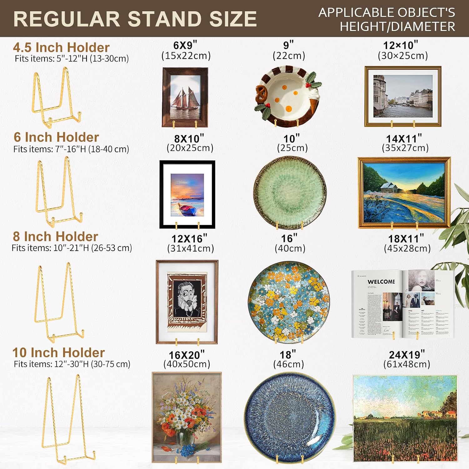 Twisted Metal Wire Plate Stands / Gold-6 Inch / 6 Inch / Set of 3