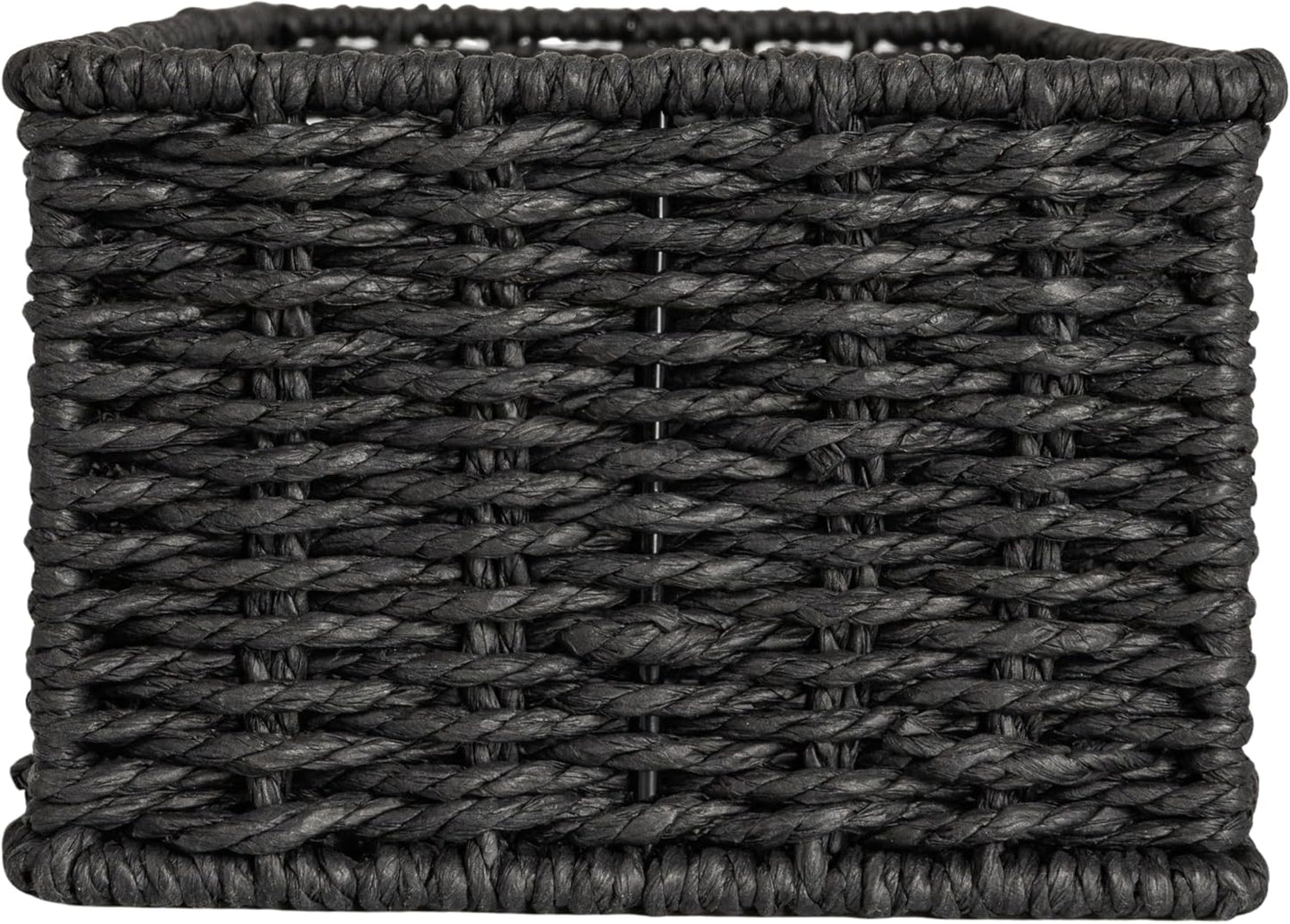 Handwoven Paper Rope Rectangular Storage Basket / Black Paper Rope