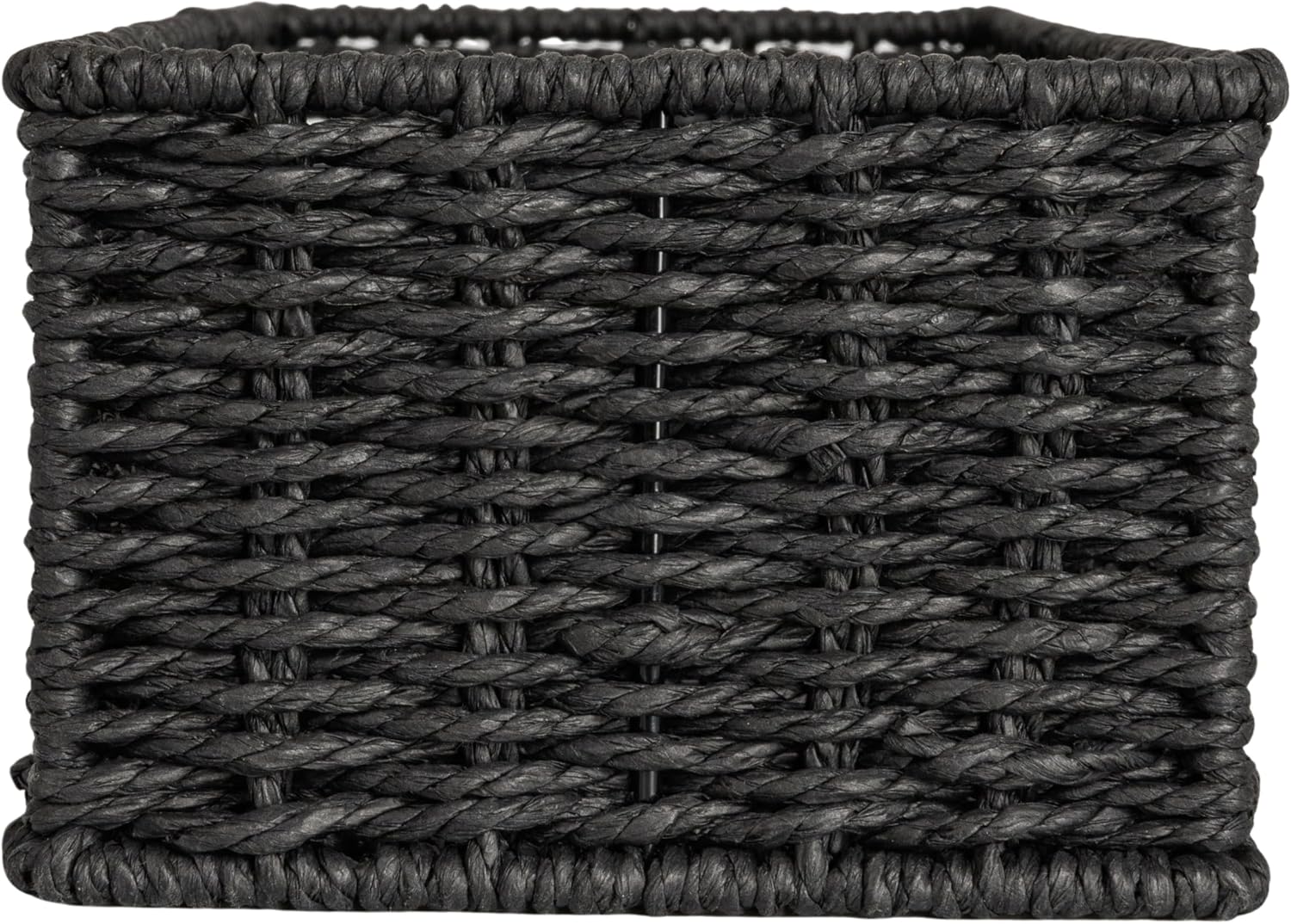 Handwoven Paper Rope Rectangular Storage Basket / Black Paper Rope