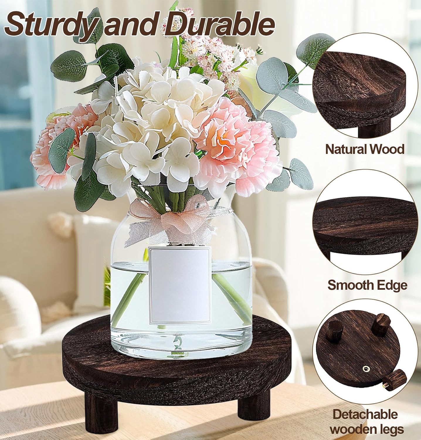 Wood Plant Display Tray / Dark Brown / Set of 3