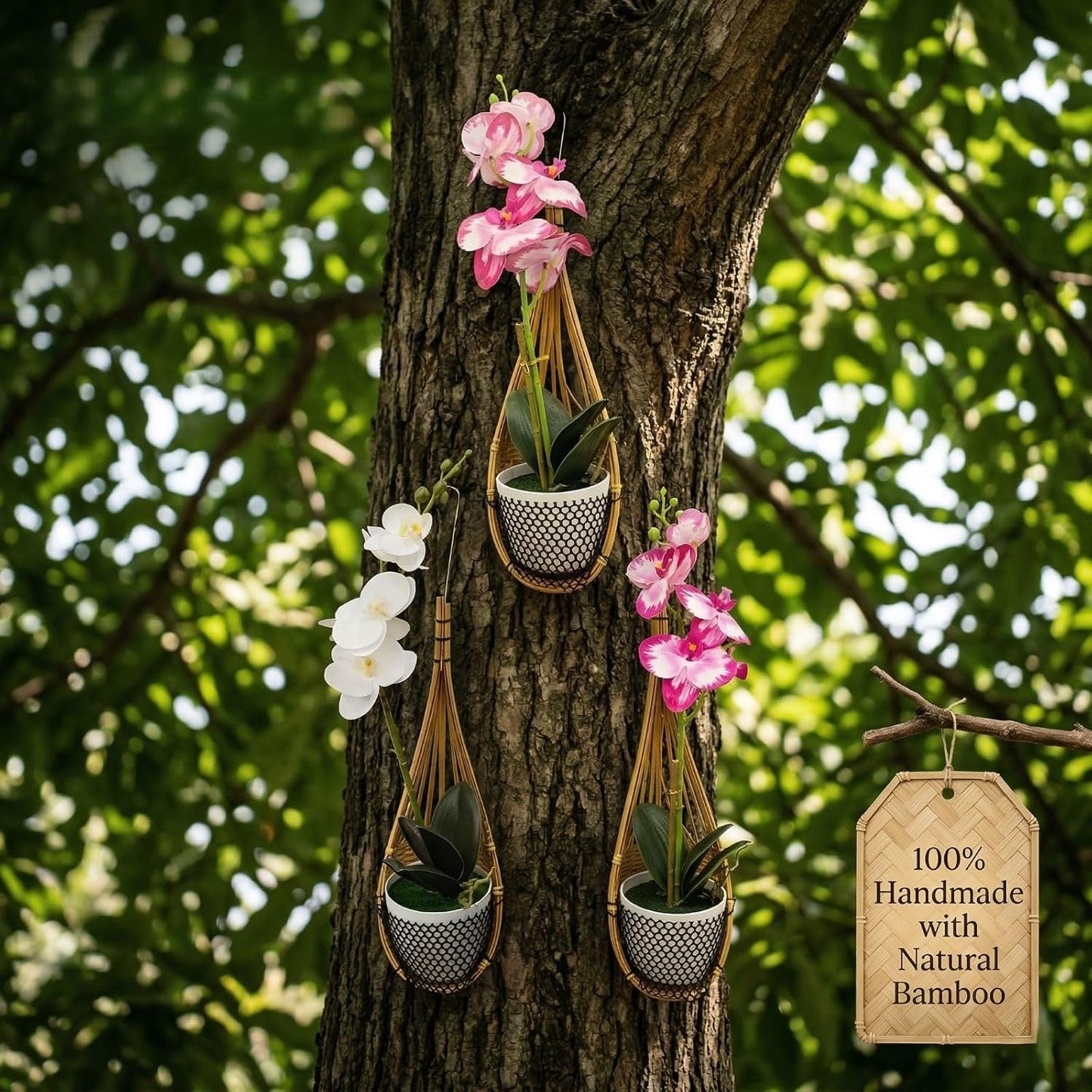 SatisJoy Orchid Hanging Planter / Brown / 5 Inch