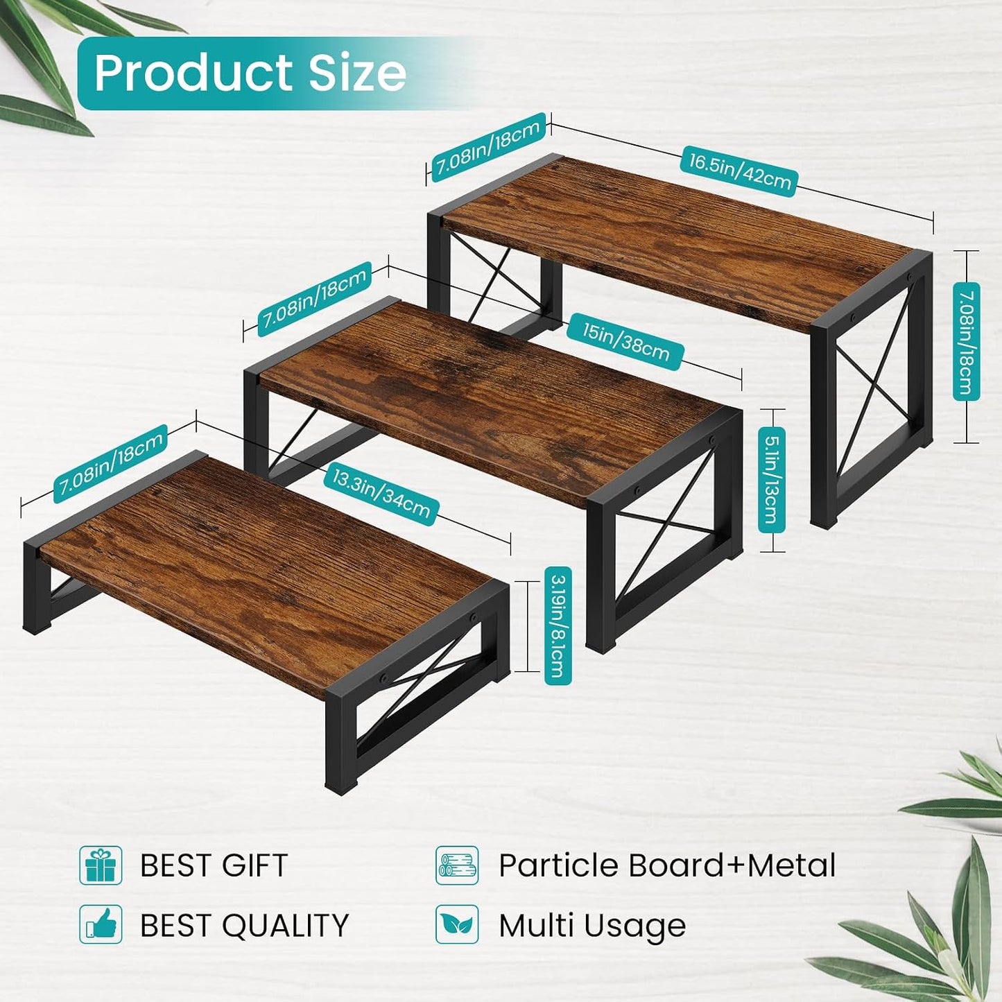 ELITEROO 3 Tier Cupcake Stand & Wood Display Risers, Dessert Stands for Cup Cake or Food, Riser Display Stand for