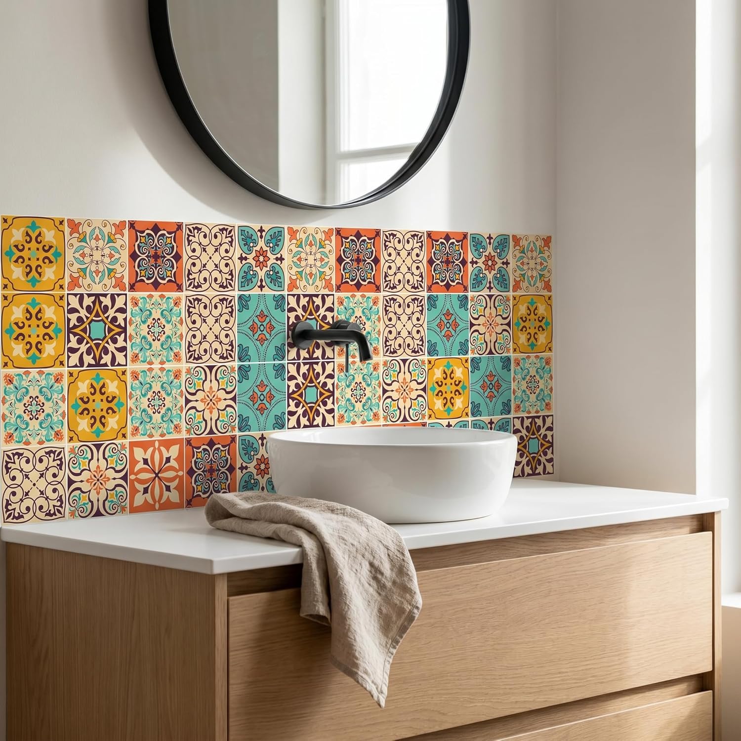 Vintage Moroccan Bohemian Tile Stickers 30 PC Pack