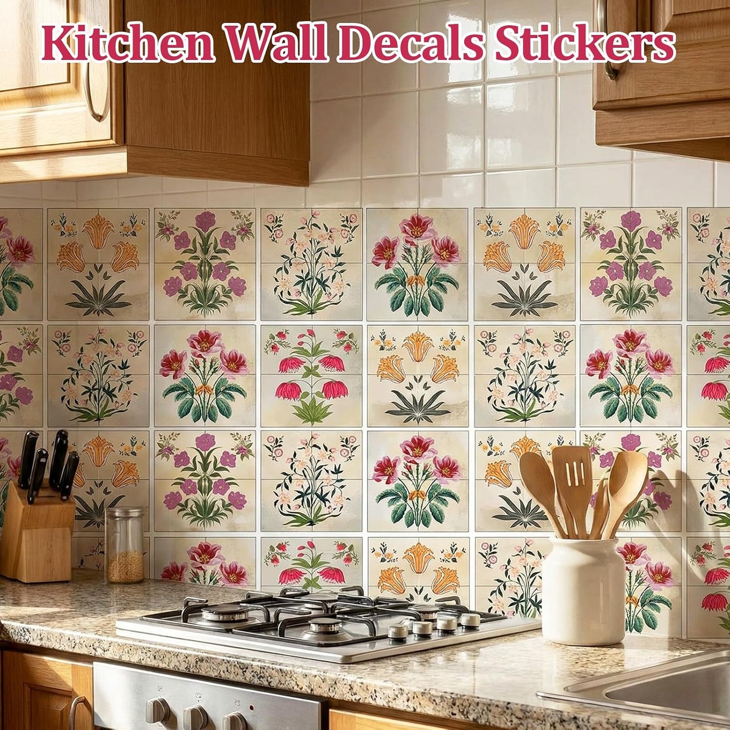 Vintage Moroccan Bohemian Tile Stickers / Set of 48