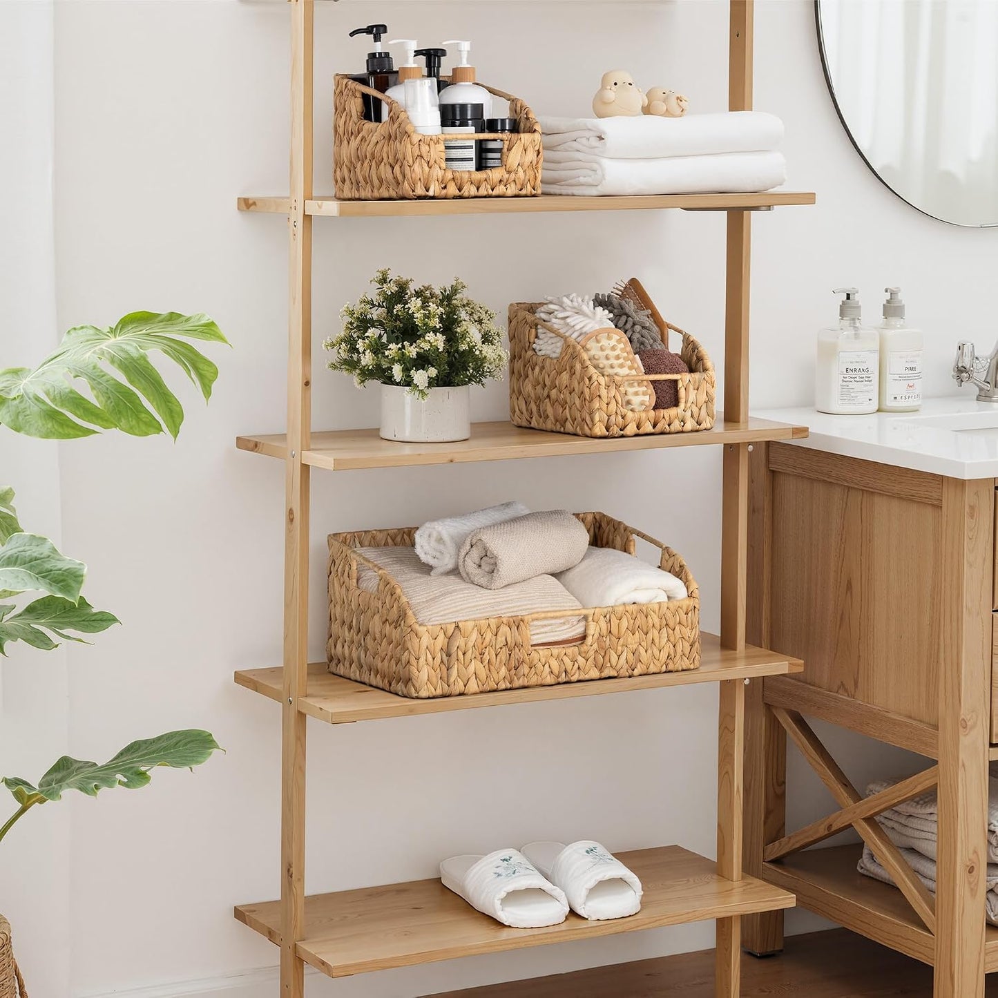 Wicker Baskets / Handwoven Shelf Baskets / 2 x 7 / Natural