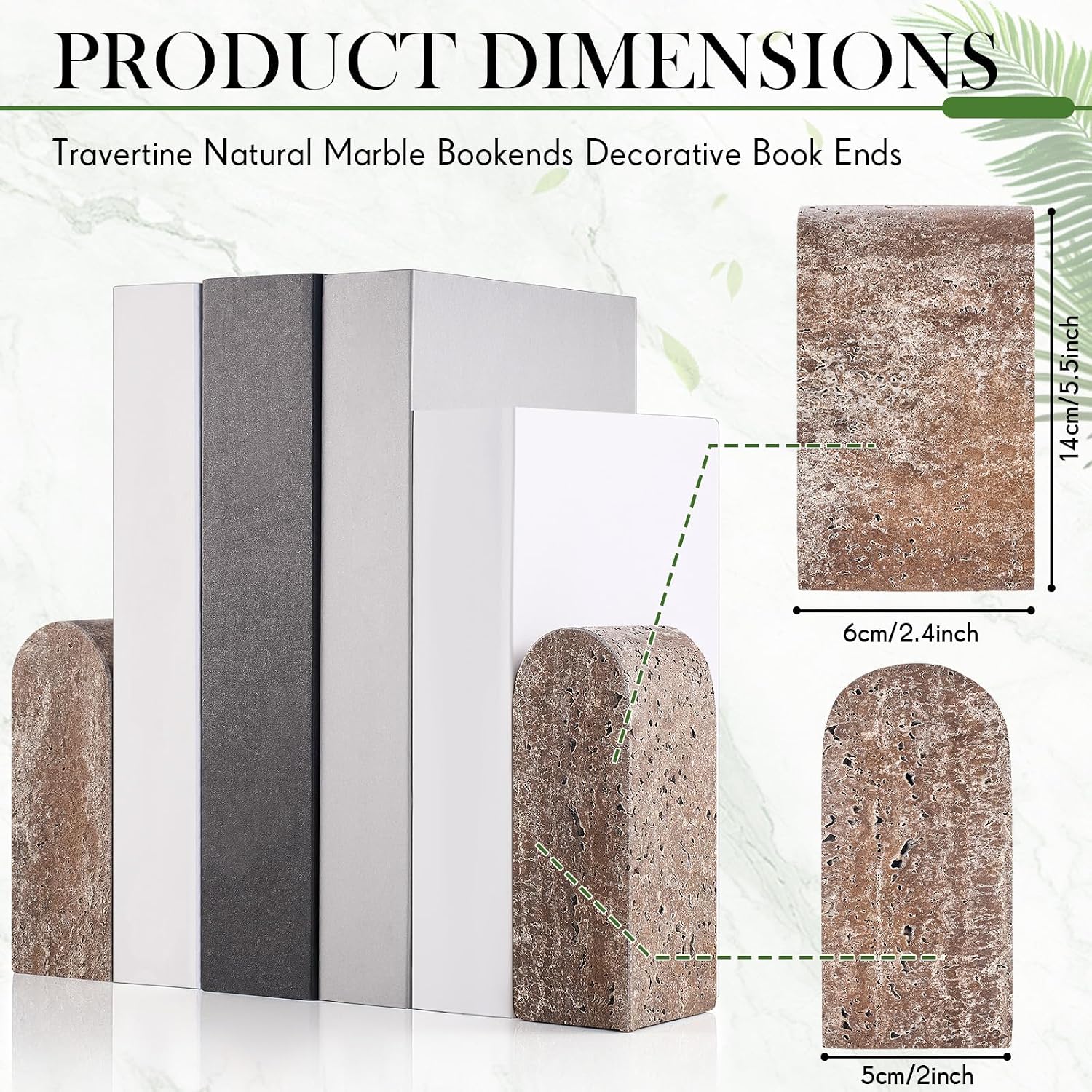 Travertine Marble Bookends / Natural / Set of 2