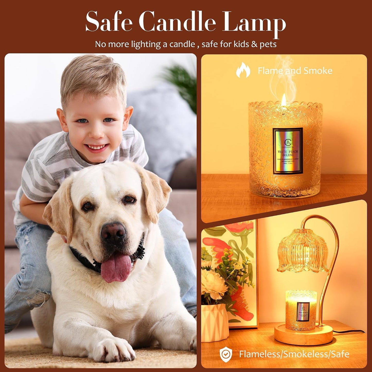 Dimmable Flower Candle Warmer Lamp with Timer，Gifts for Mom | Fits All Jar Scented Candles - Unique Birthday & Mothers