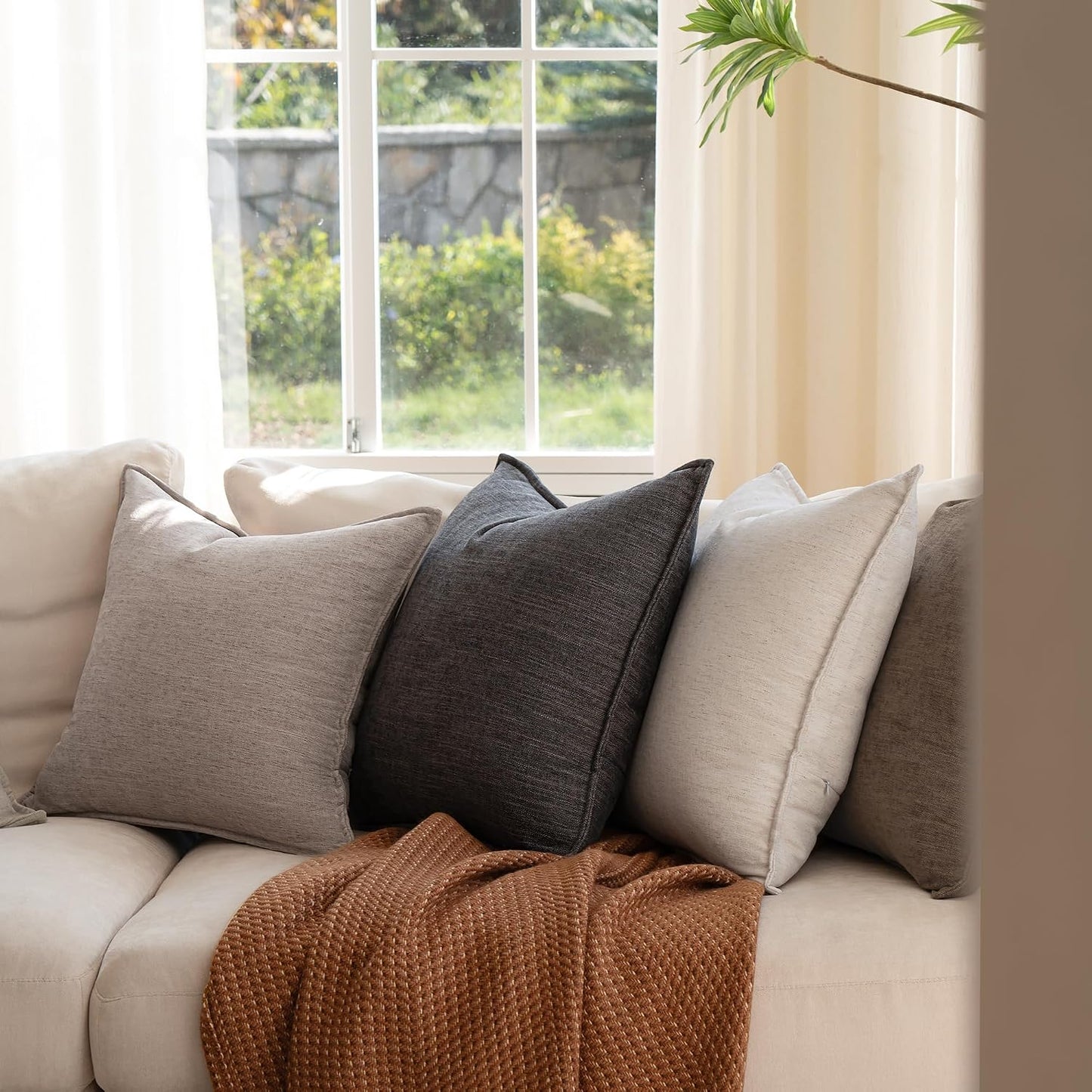 Farmhouse Decorative Pillow / Grayish Black / 22 x 22 / Set of 2