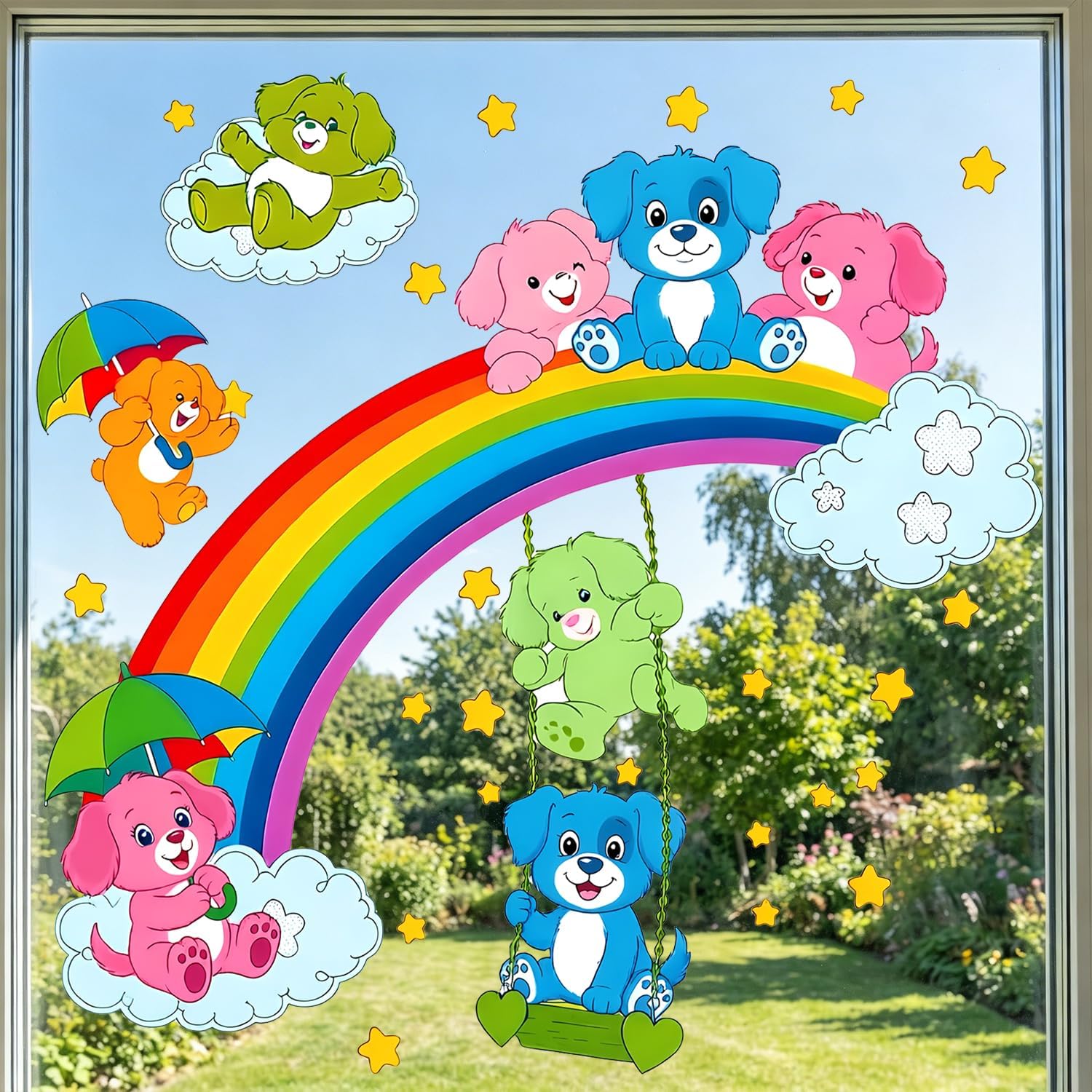 Cheerful cartoon bear wall decal